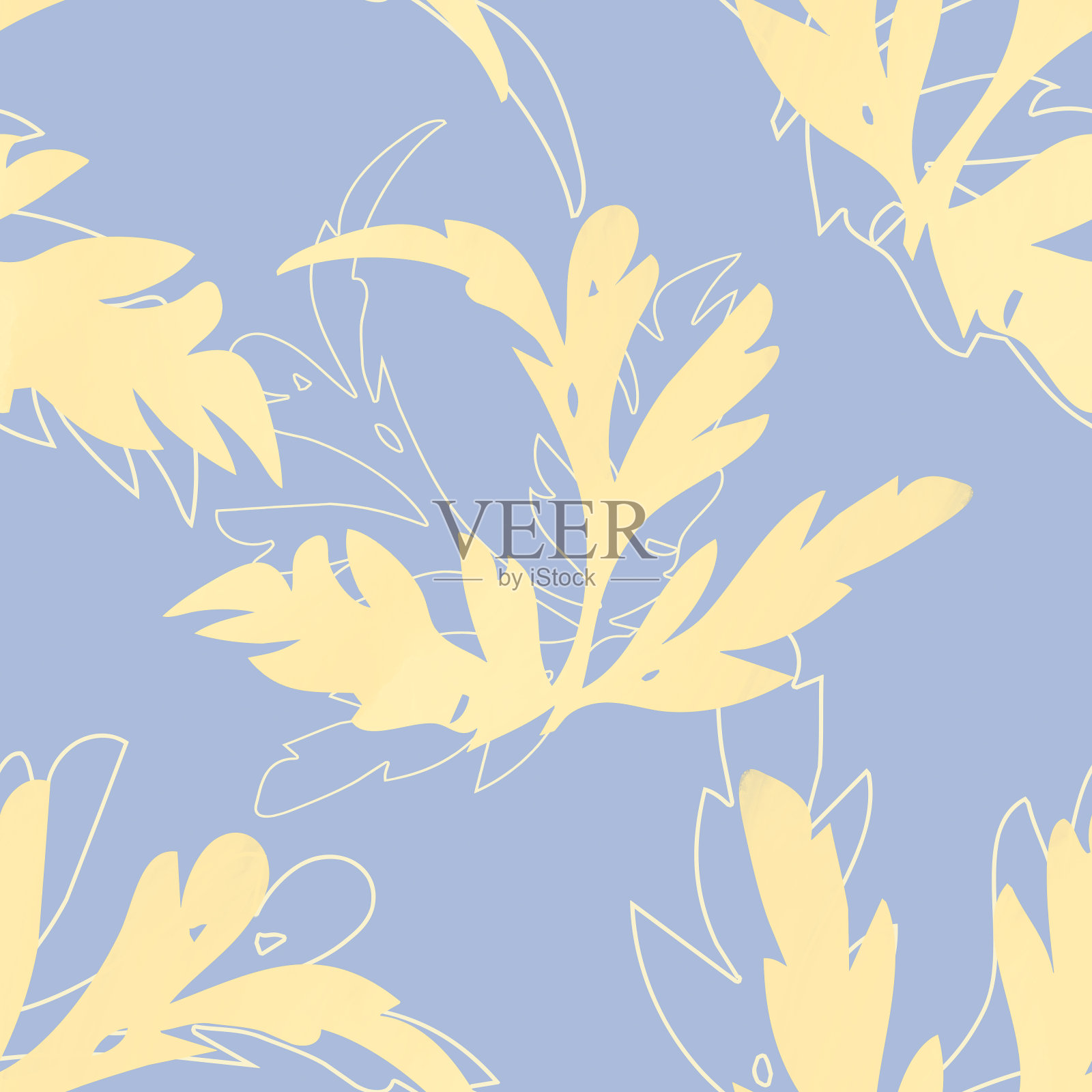 叶子无缝图案，模板。插画图片素材