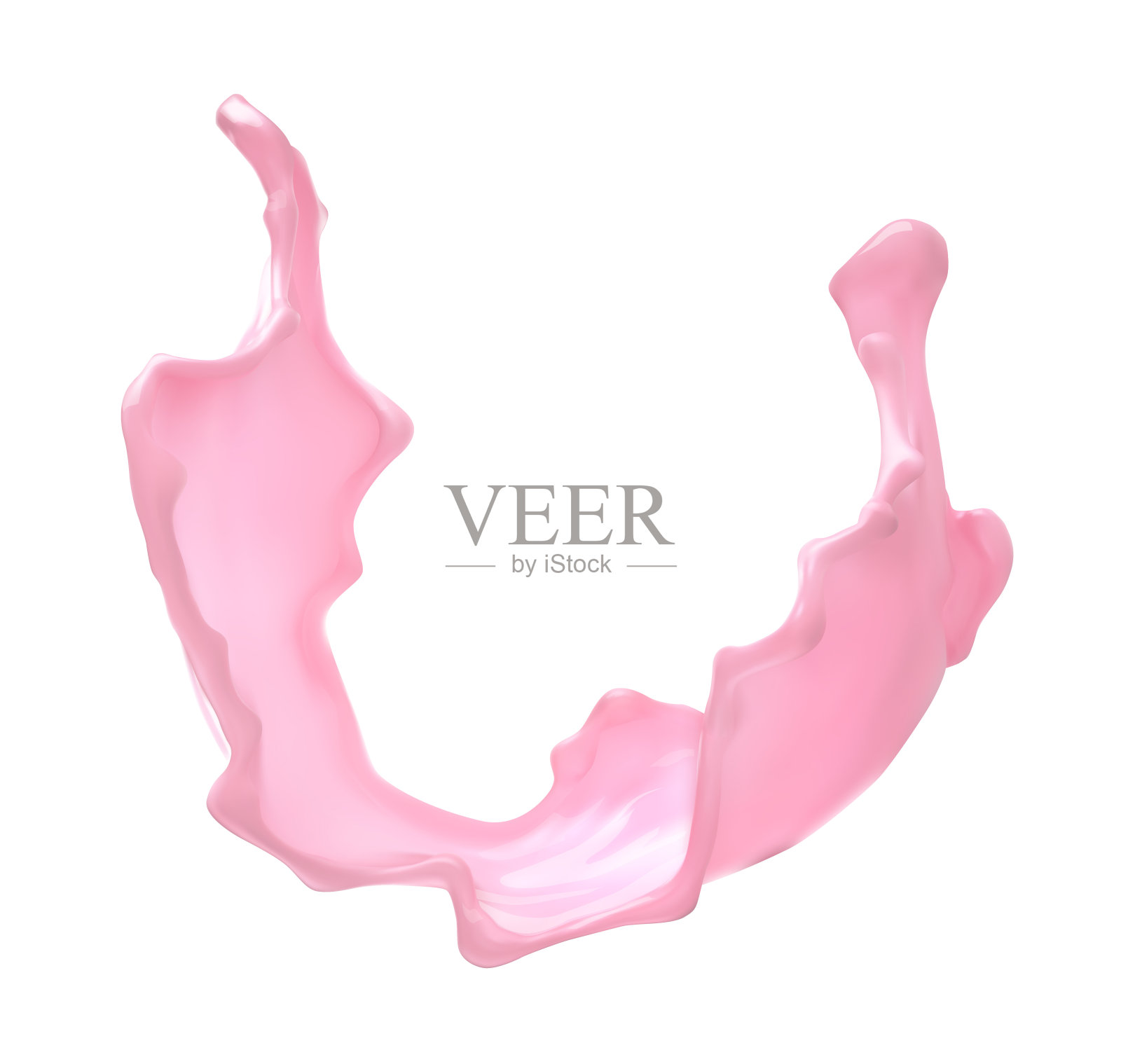 粉色飞溅、酸奶、果汁或其他饮料。矢量现实插图上的白色背景。设计元素图片