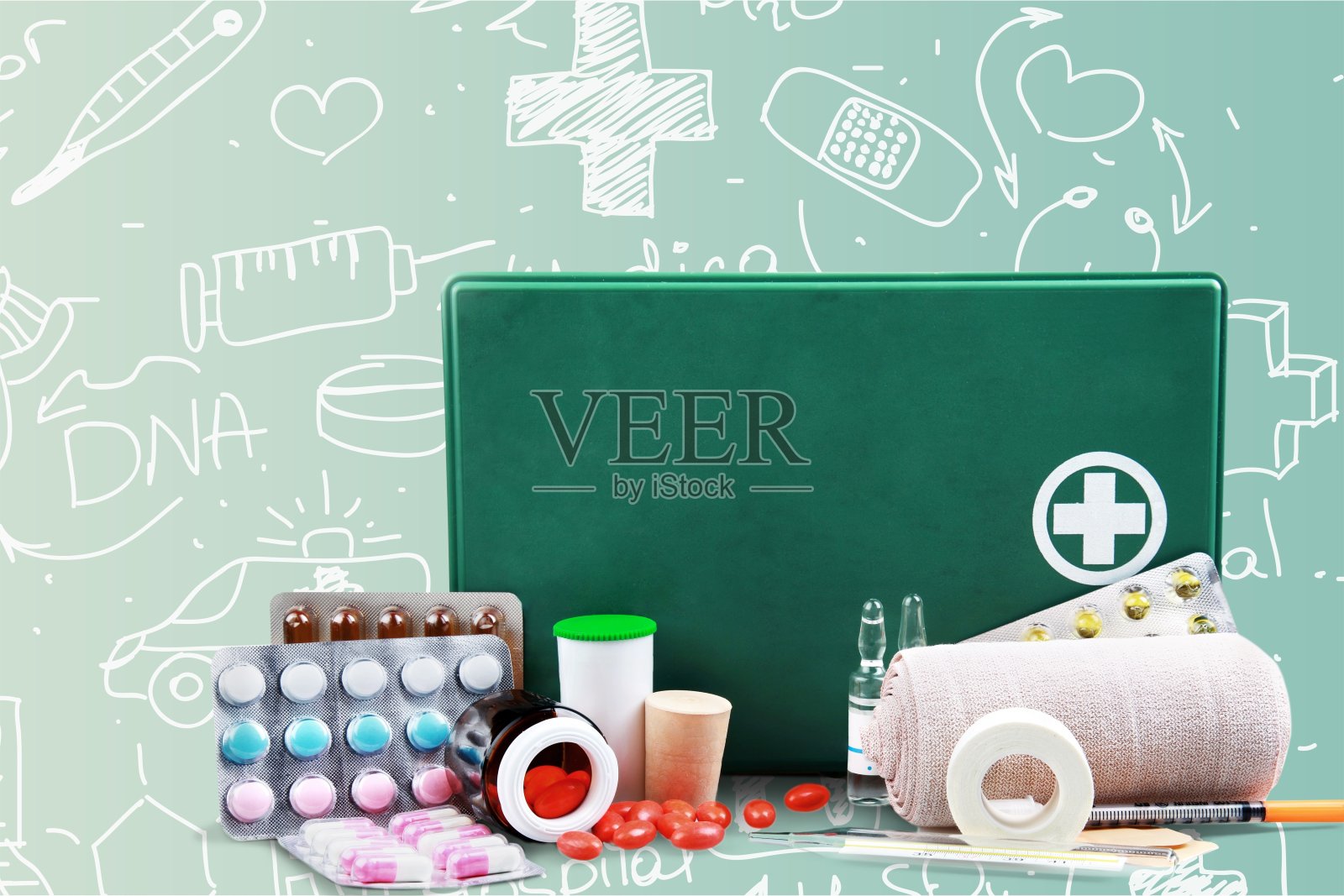 急救箱。照片摄影图片