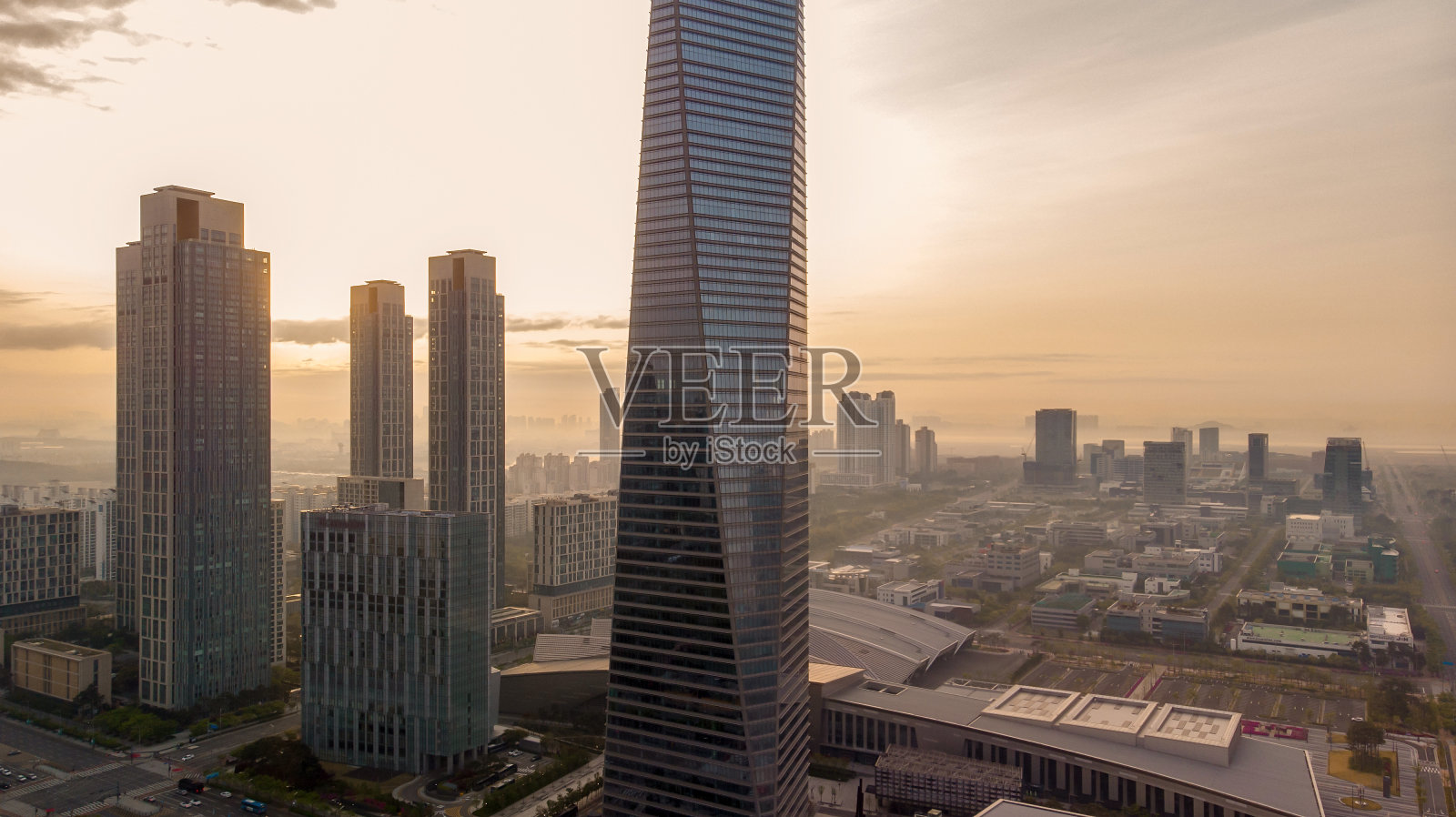 鸟瞰图建筑天际线韩国日出照片摄影图片