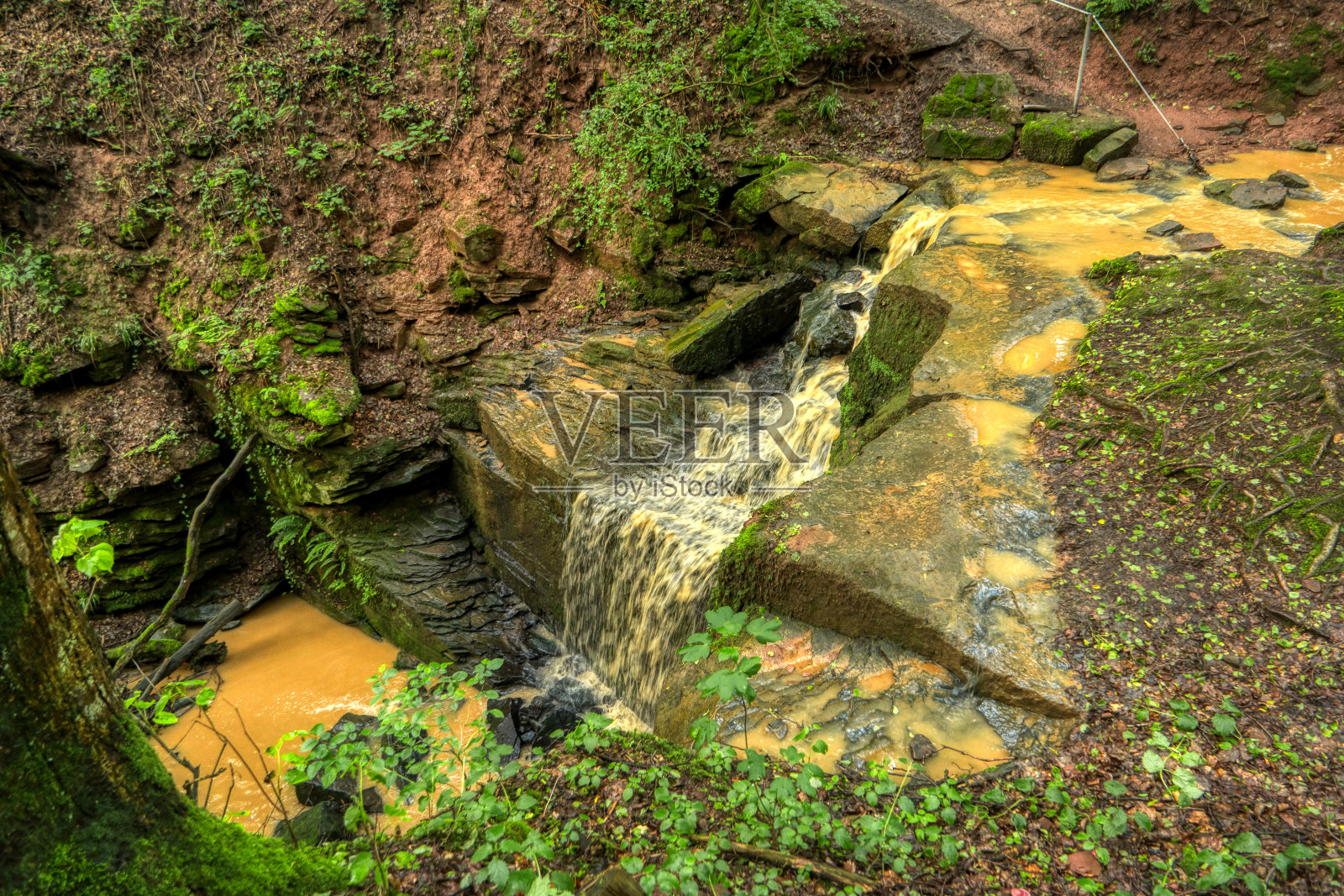 Magarethenschlucht峡谷沿着Neckarsteig长途徒步旅行路线在德国照片摄影图片