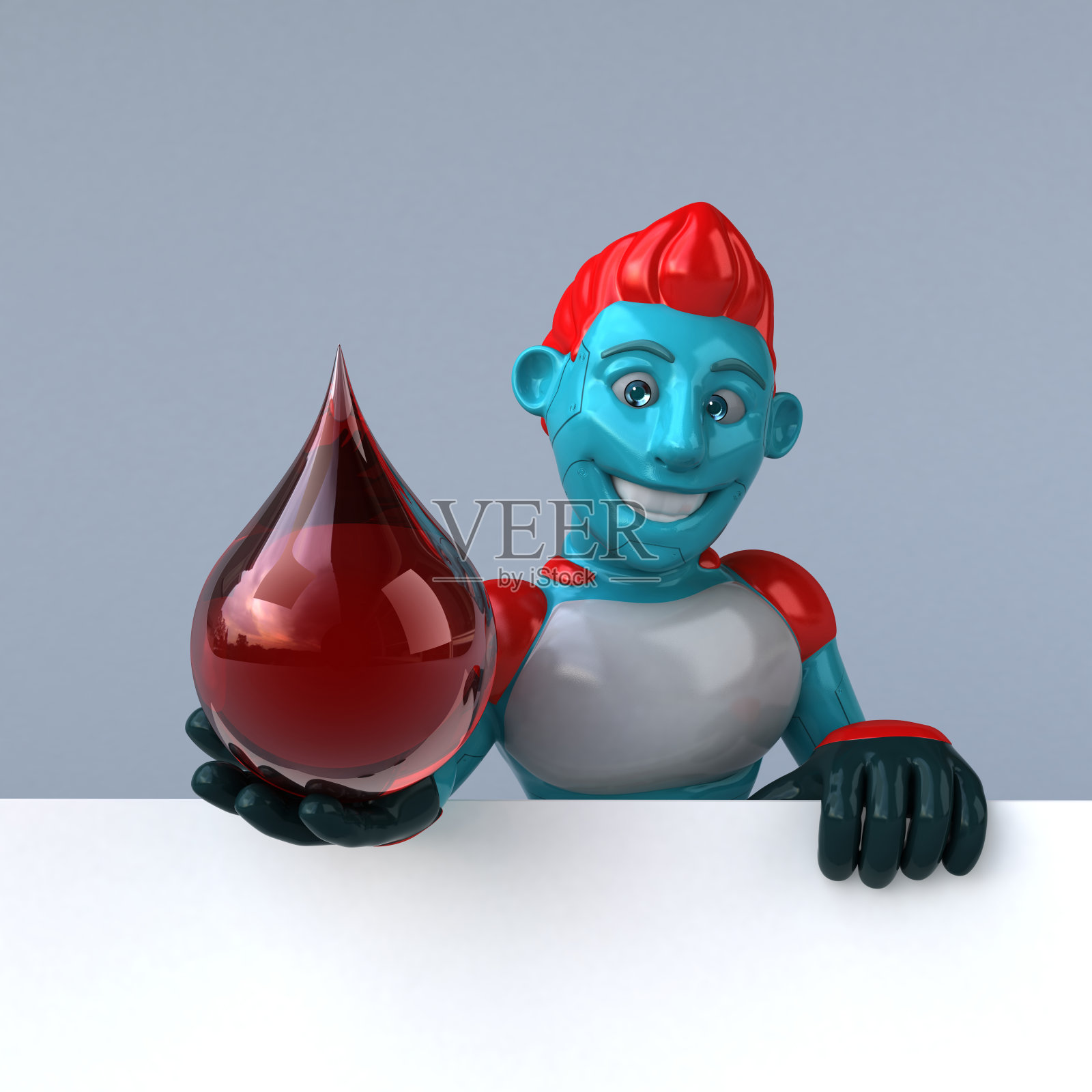 红色机器人- 3D插图照片摄影图片