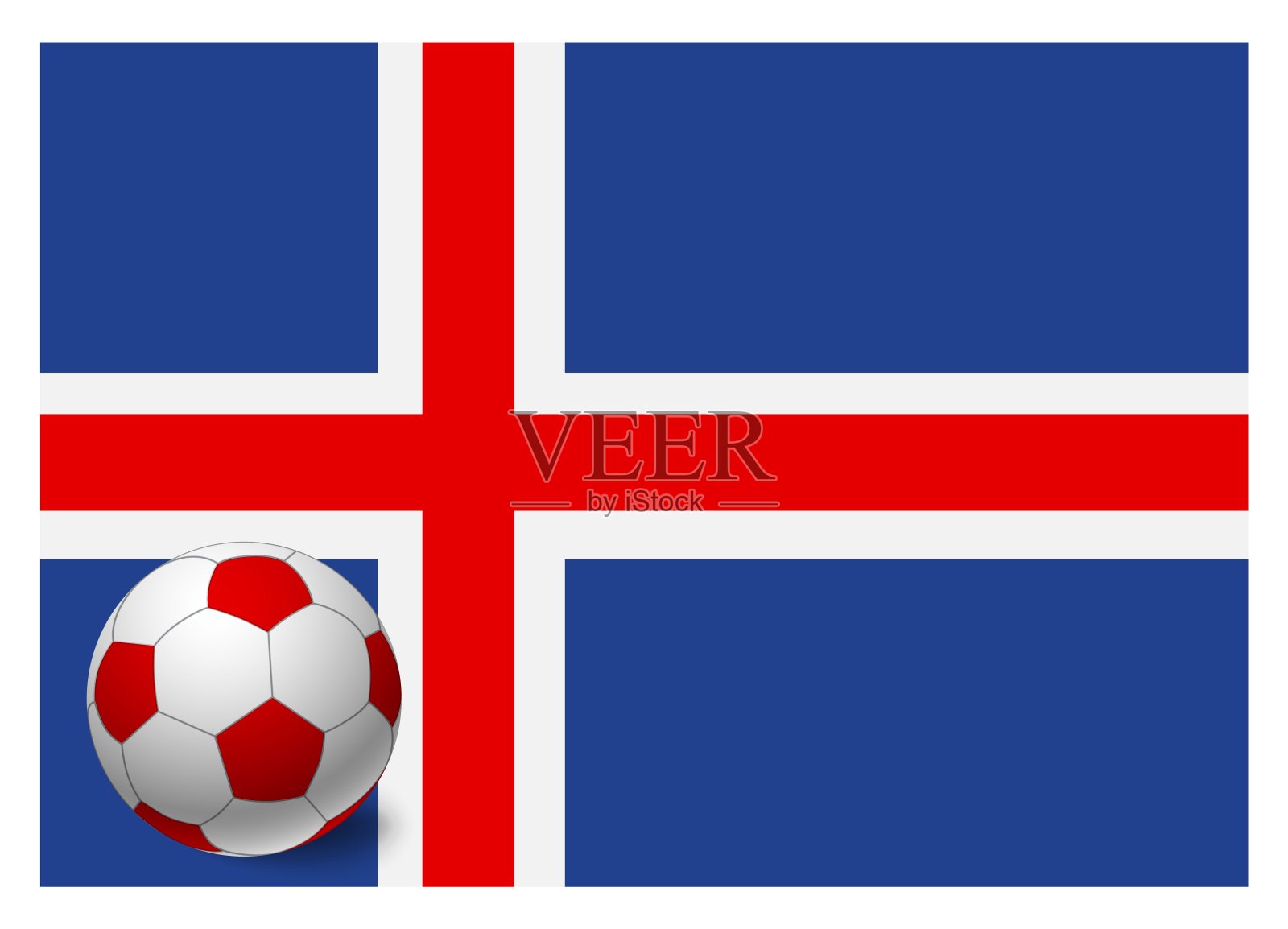 冰岛国旗和足球插画图片素材