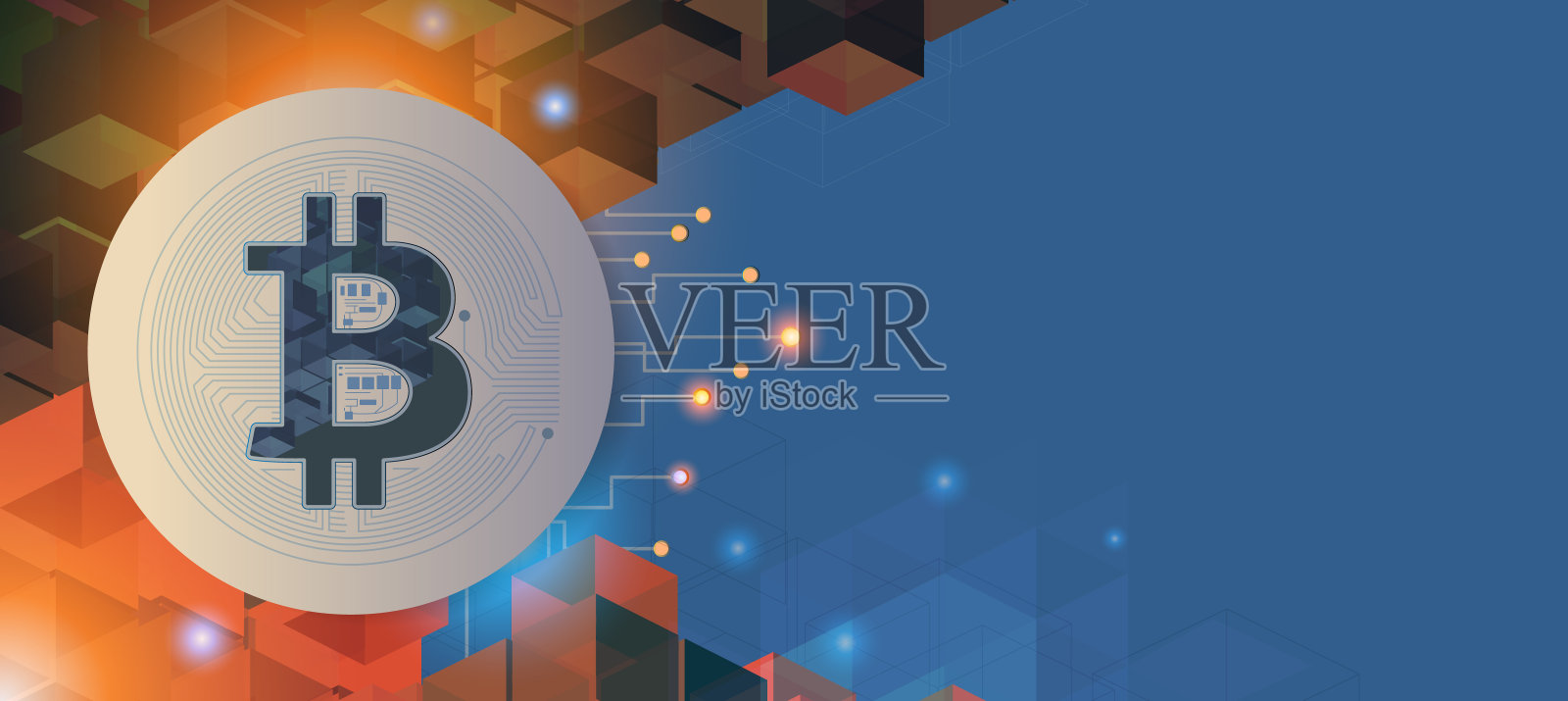 比特币和区块链横幅插图插画图片素材