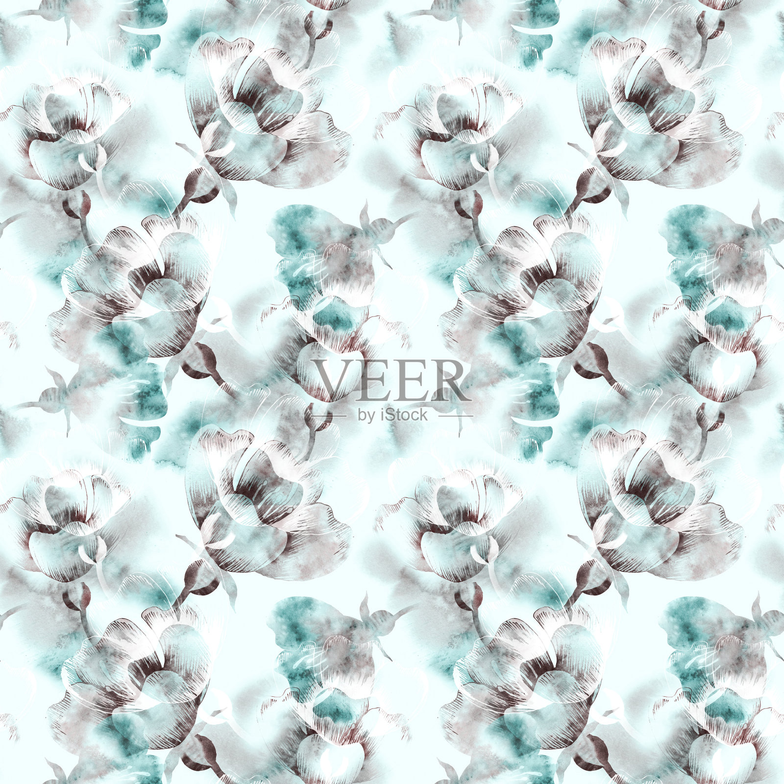 夏花无缝图案。插画图片素材