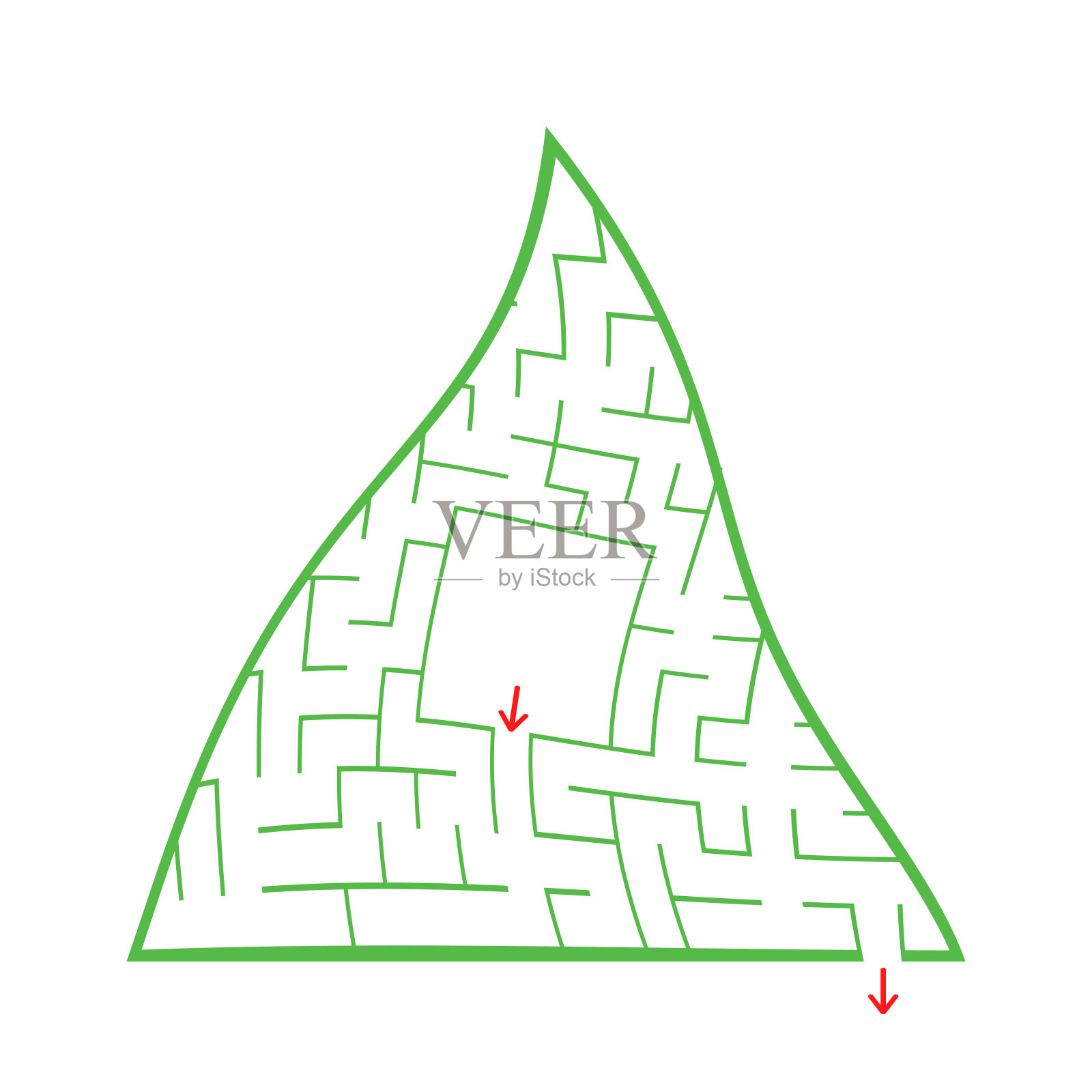 颜色三角形迷宫。对孩子们来说有趣又有用的游戏。一个简单的平面矢量插图在白色背景。设计元素图片