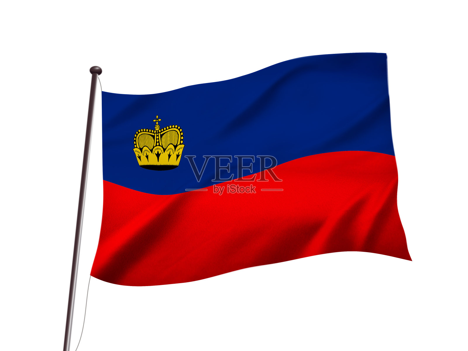 列支敦士登国旗迎风飘扬，3D插图照片摄影图片