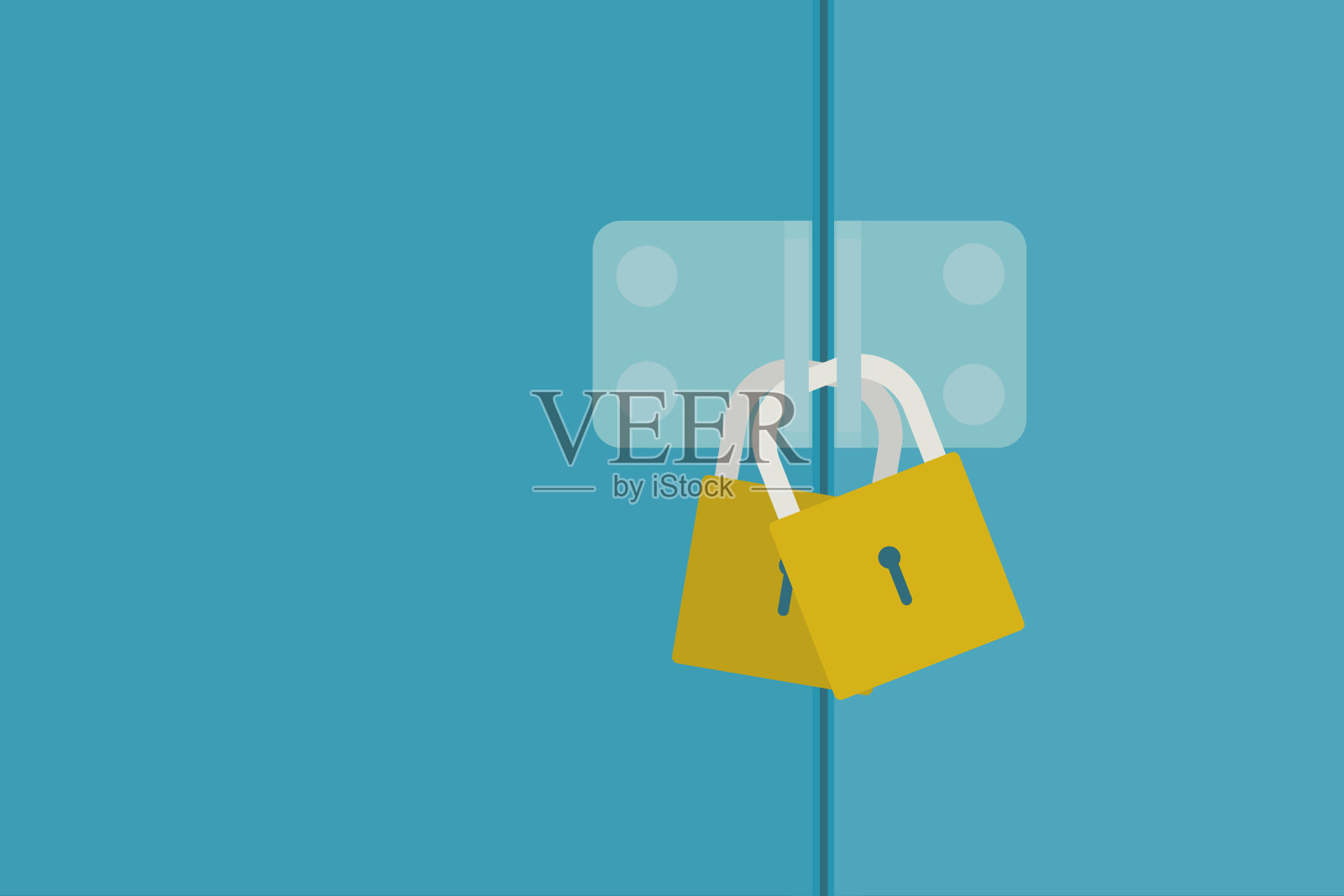 门用两个挂锁锁上，确保双重安全插画图片素材