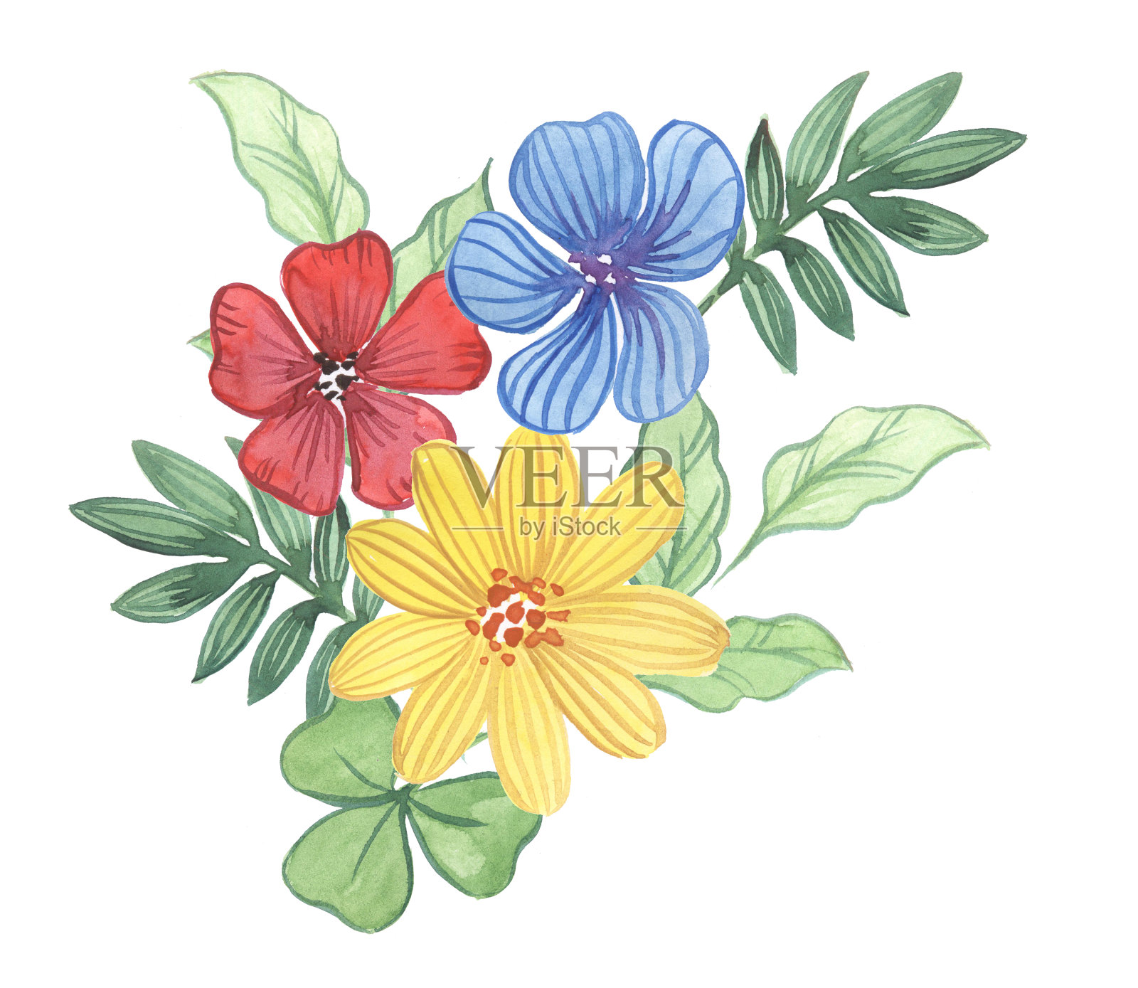 水彩鲜花花束装饰设计婚庆假日插画图片素材