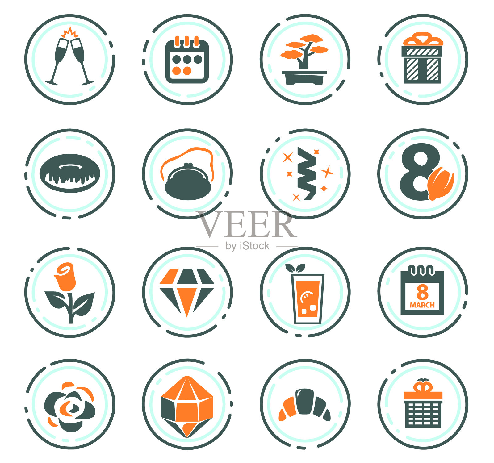 8个三月图标集图标素材