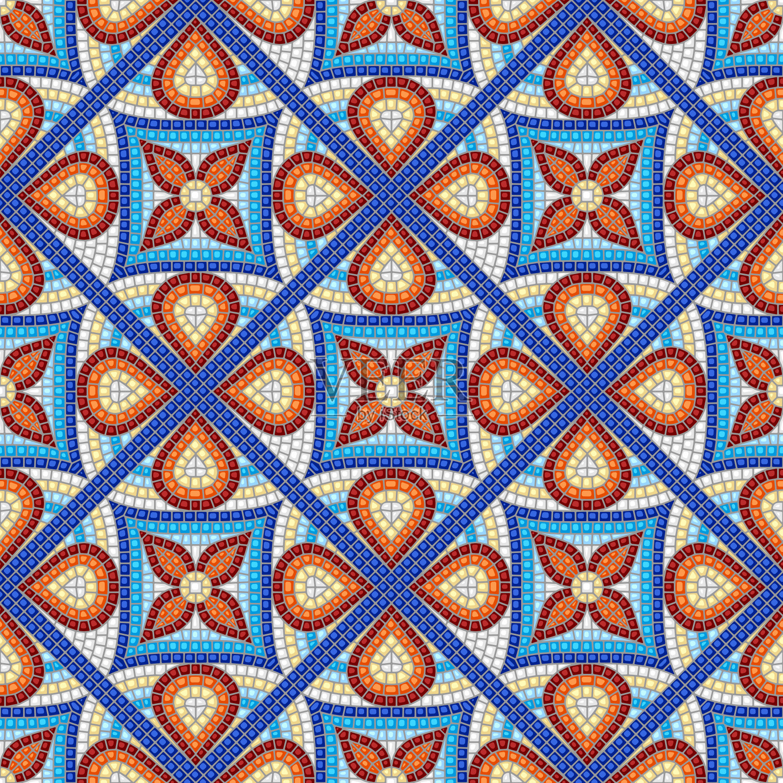 古老的马赛克瓷砖图案。插画图片素材