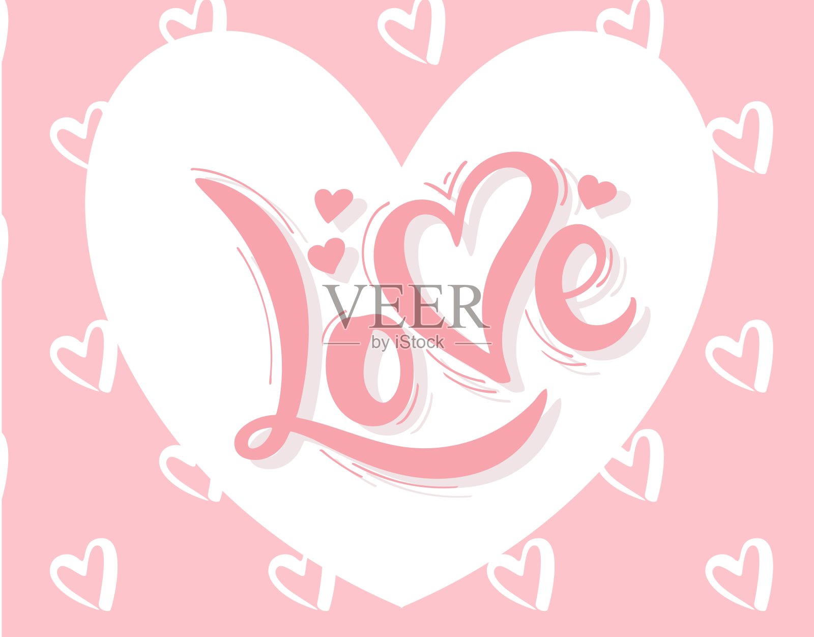 爱。手绘字体。插画图片素材