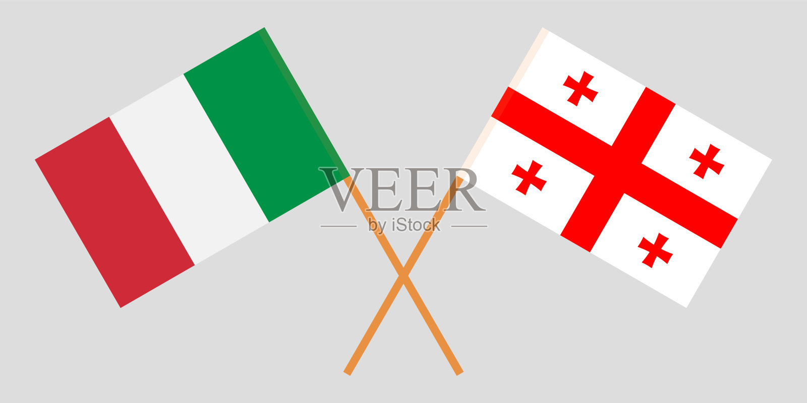 格鲁吉亚和意大利。越过格鲁吉亚和意大利国旗插画图片素材