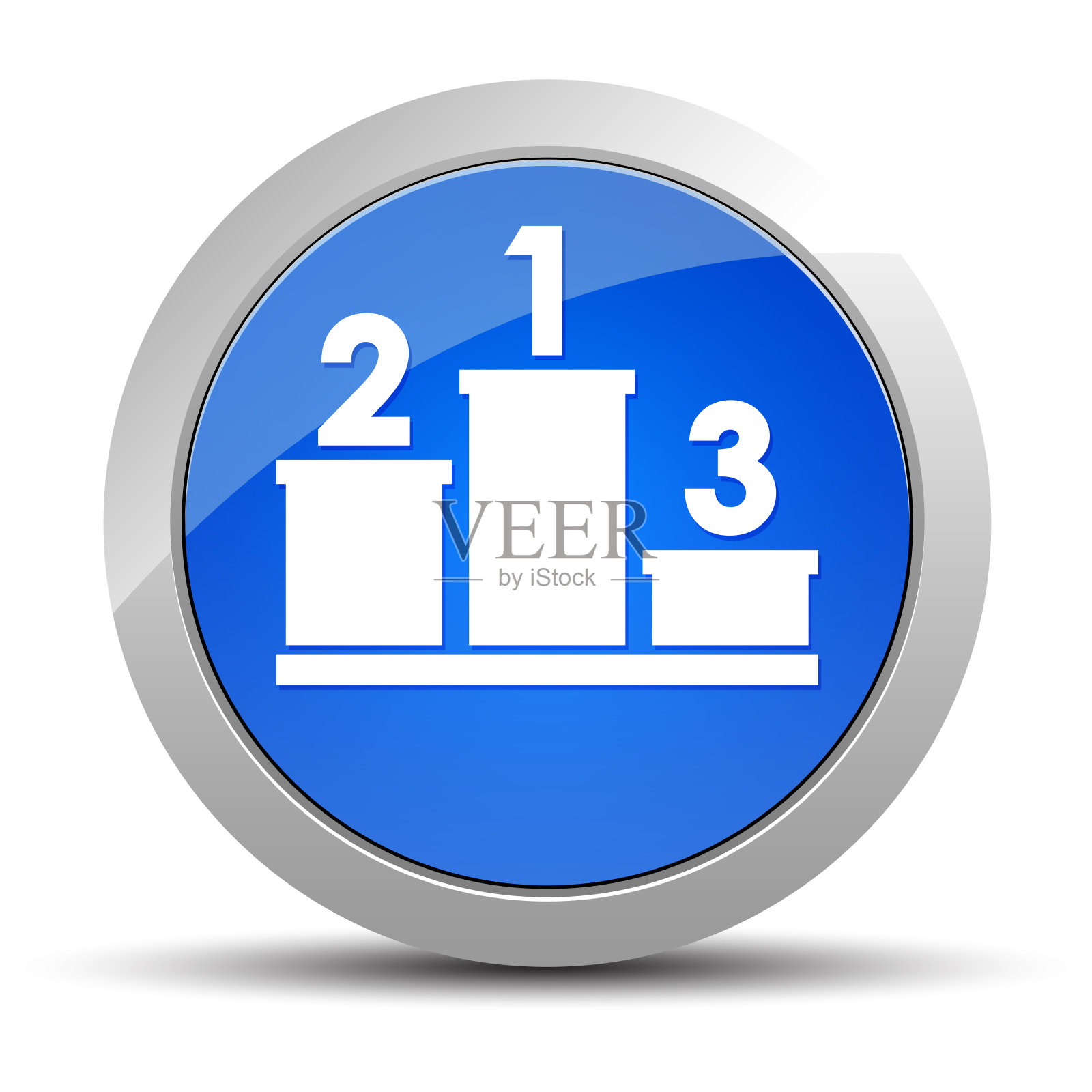 蓝色圆形按钮讲台图标插画图片素材