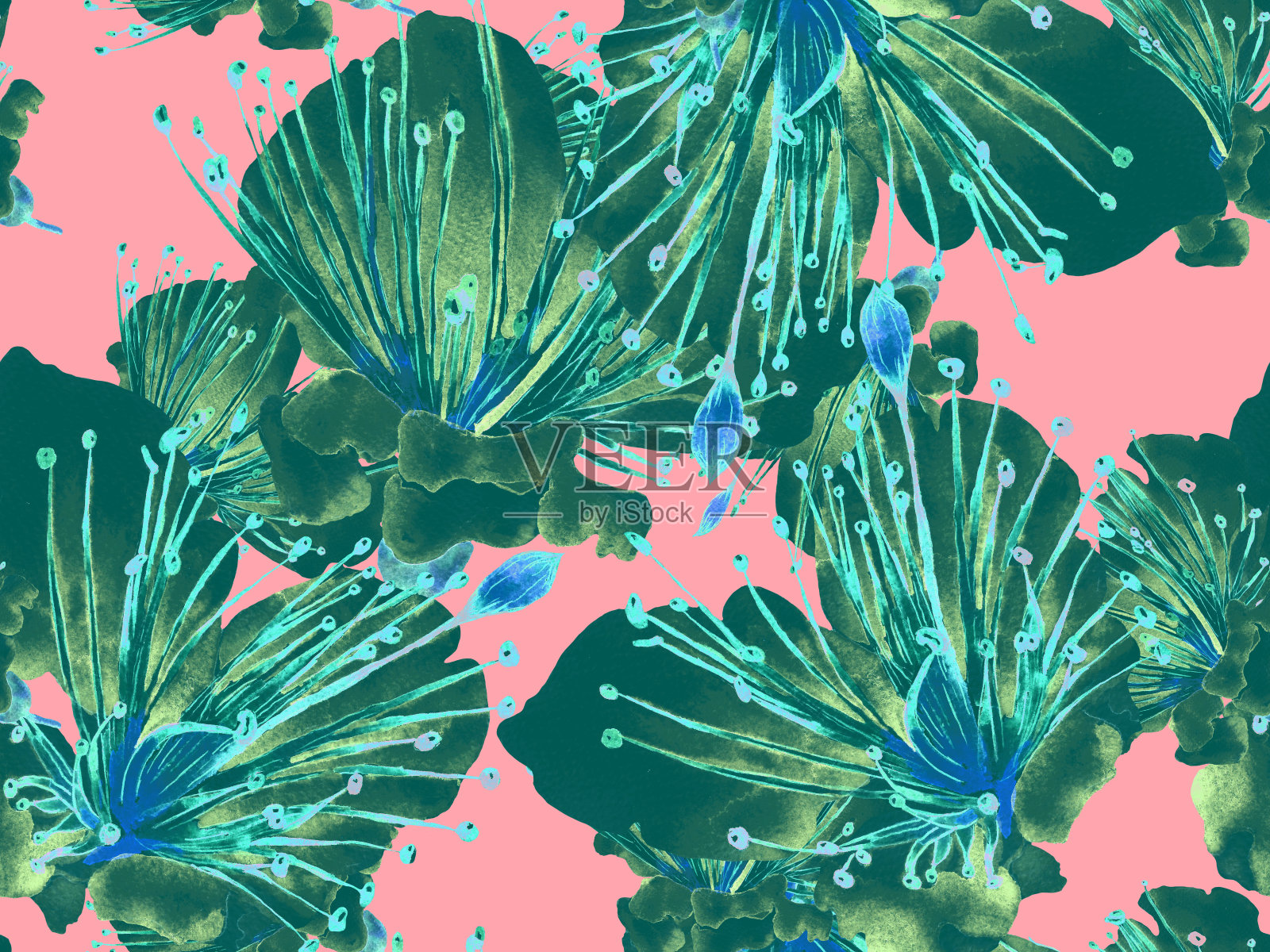 大胆的抽象花卉图案。插画图片素材