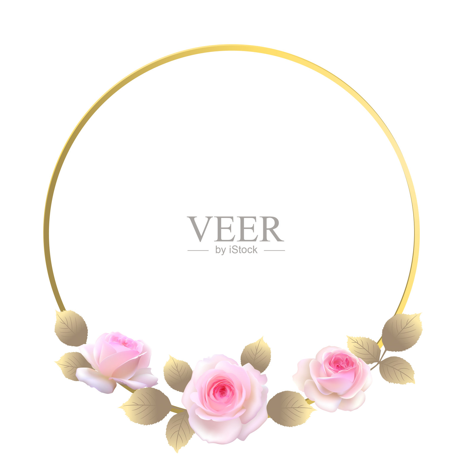 花。玫瑰。花的背景。叶子。粉红色的。金戒指。设计元素图片