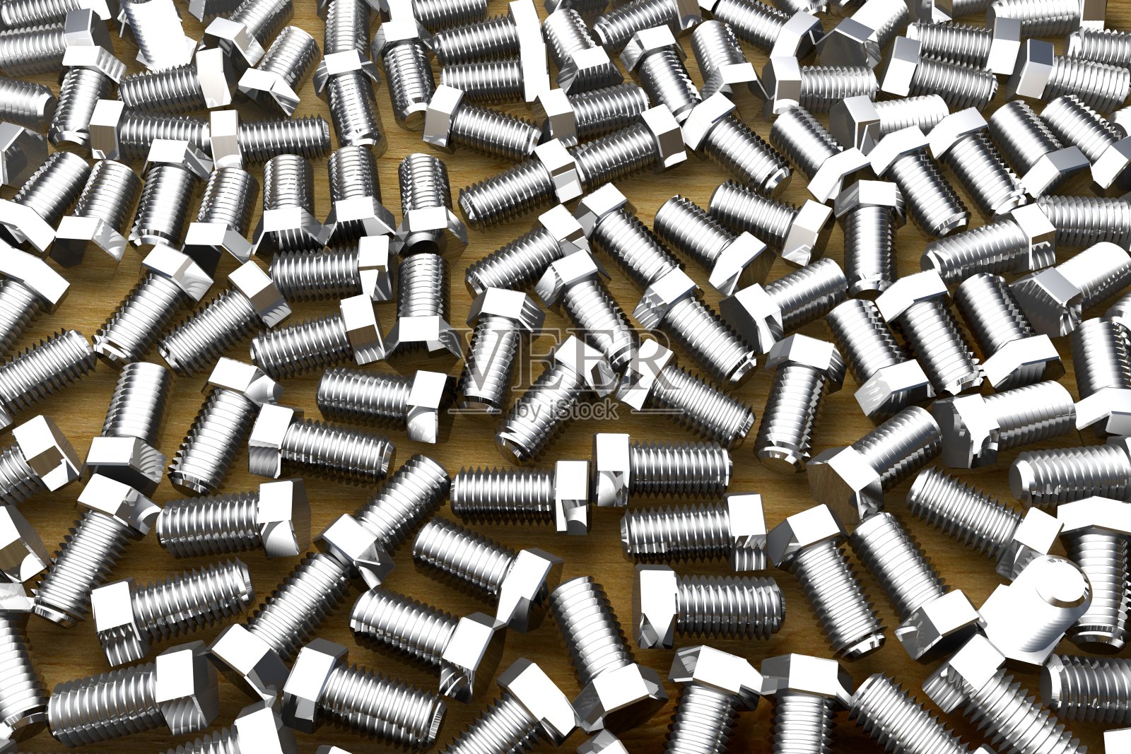 螺丝木制桌子-精美的工业3D插图，图片设计使用照片摄影图片