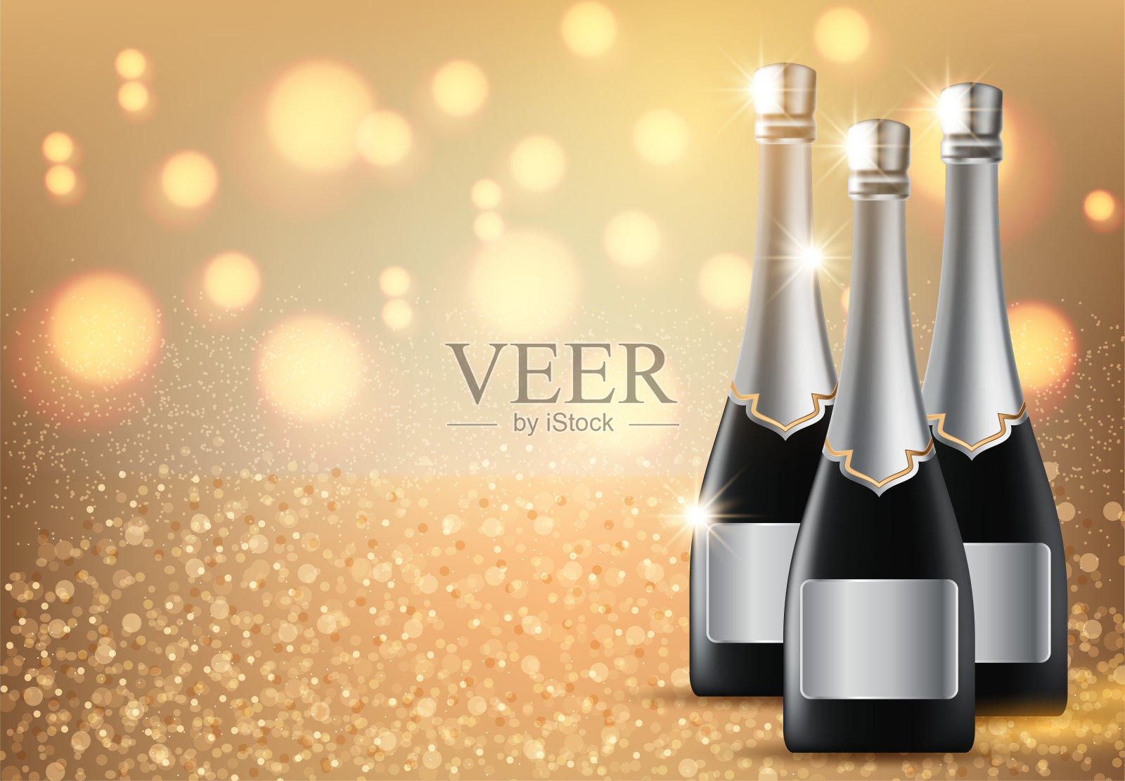 灯光背景下的香槟杯插画图片素材