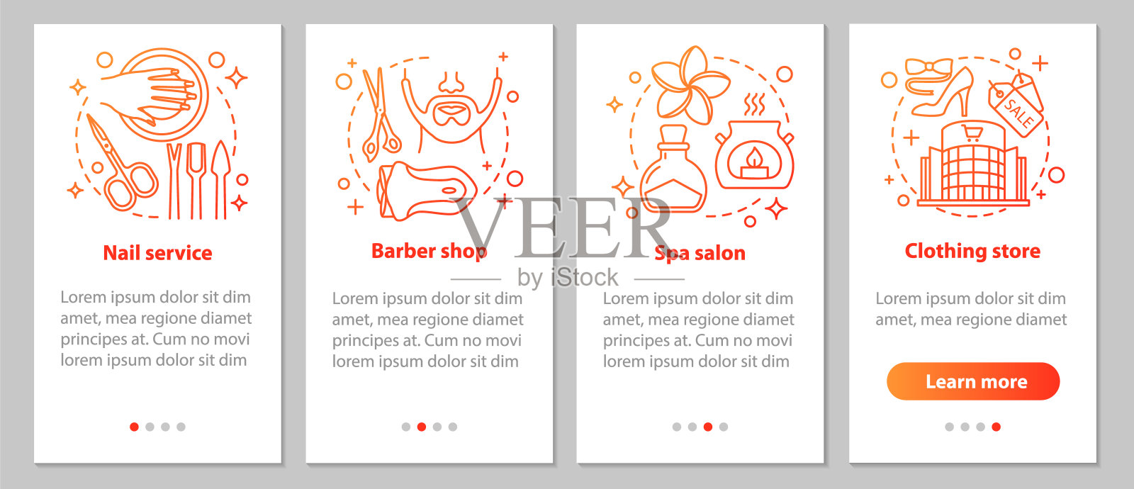 美容服务app屏幕插画图片素材