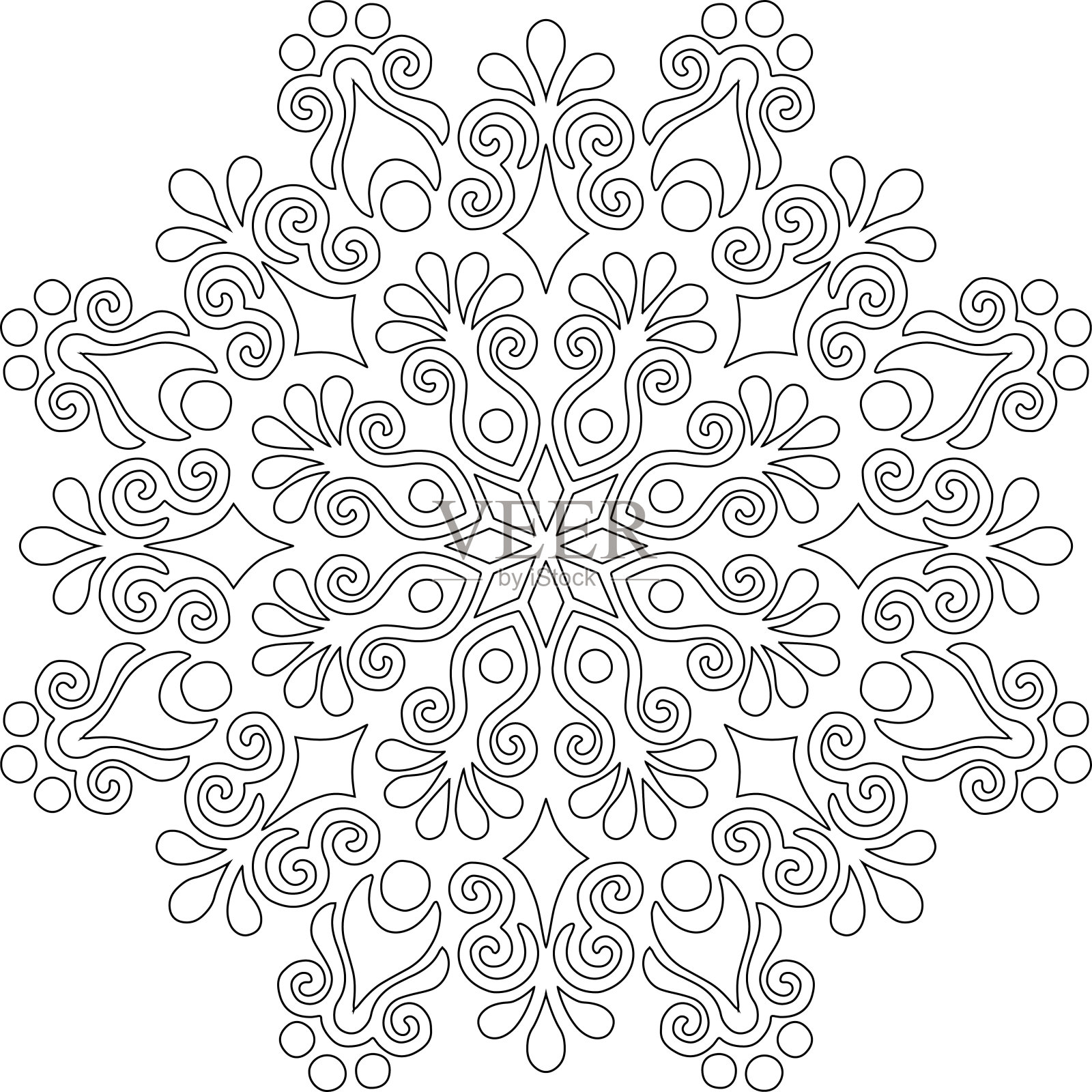 图曼陀罗为着色涂鸦素描插画图片素材