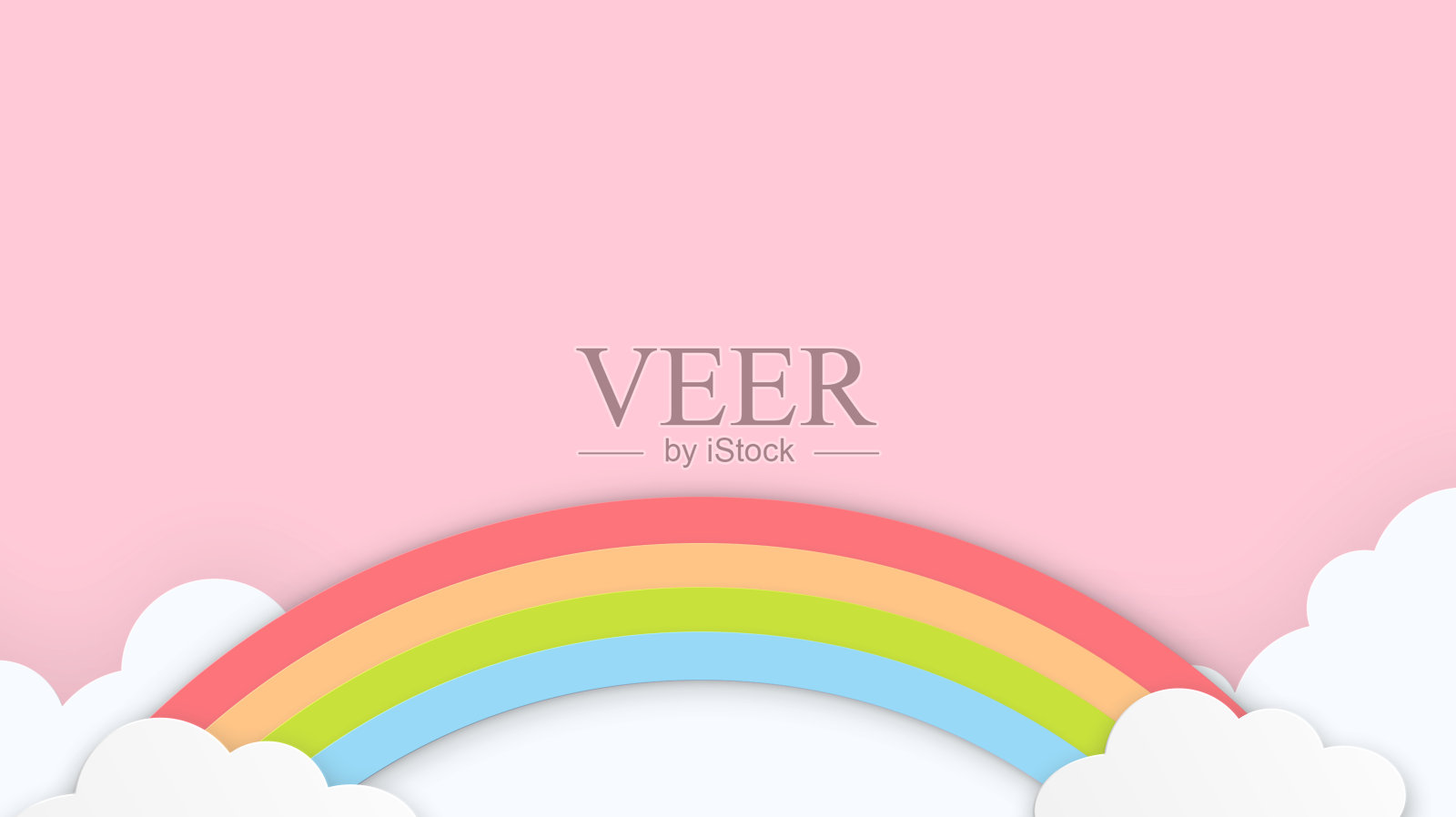 抽象卡哇伊彩色天空彩虹背景。柔和的渐变蜡笔漫画图形。概念为儿童和幼儿园或展示设计元素图片