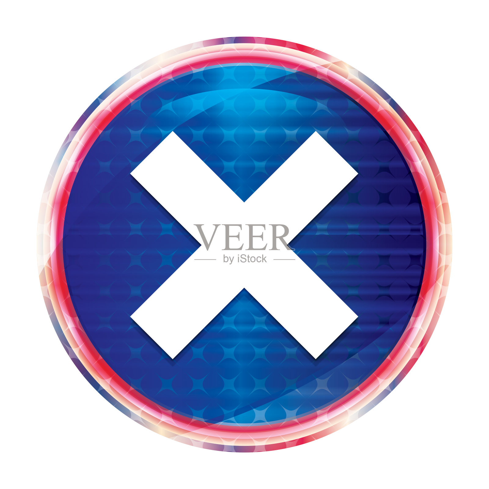 十字图标花哨的蓝色圆形按钮插画图片素材