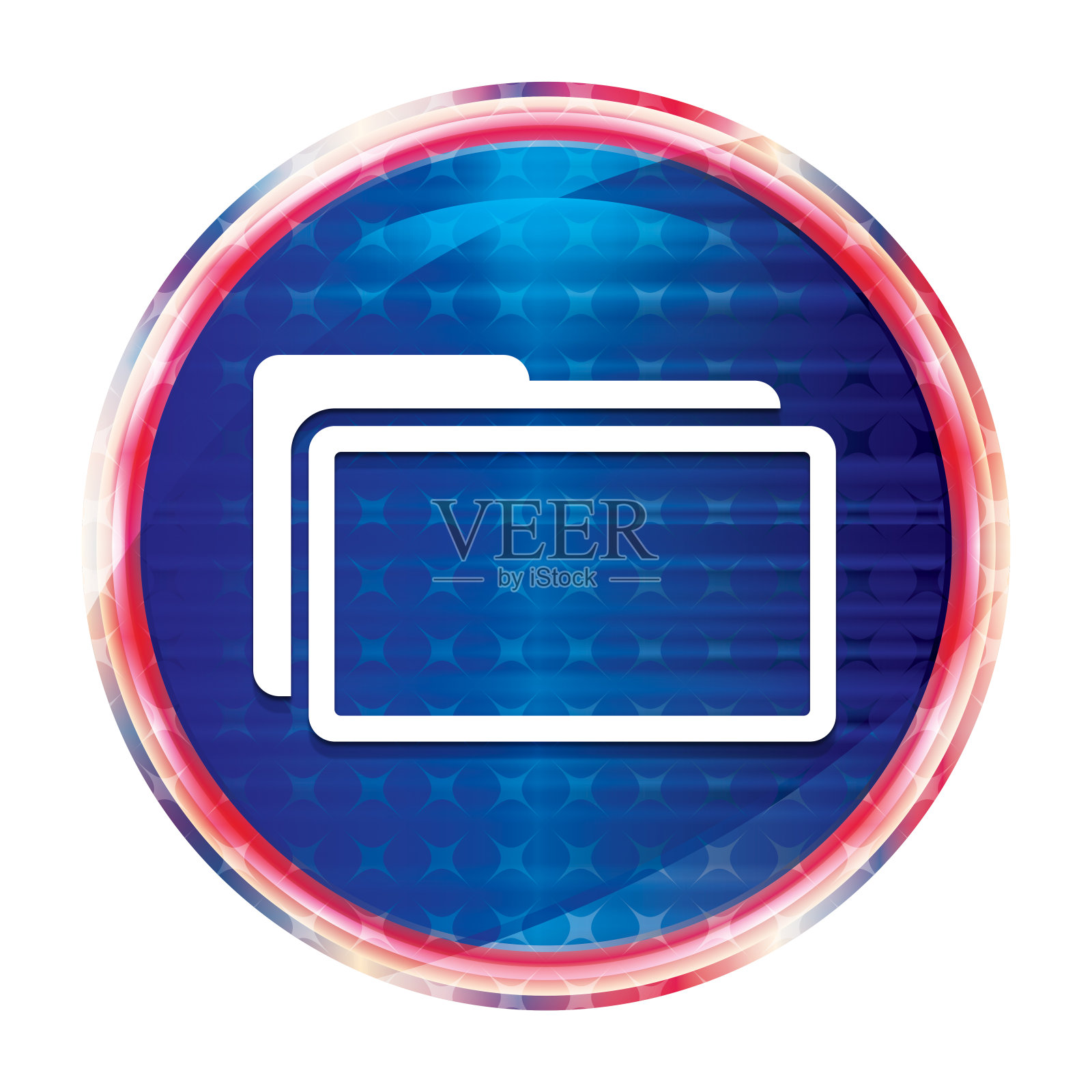 文件夹图标花哨的蓝色圆形按钮插画图片素材