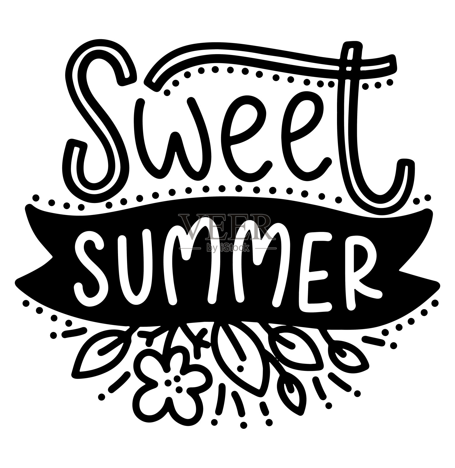 夏季字母组成与装饰。插画图片素材