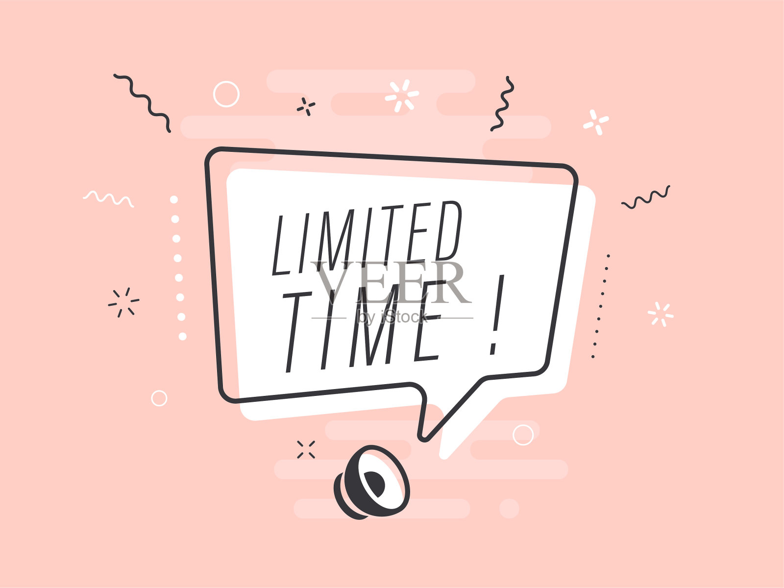 粉色背景上的白色演讲气泡有限时间。扬声器。旗帜的业务，营销和广告设计元素图片