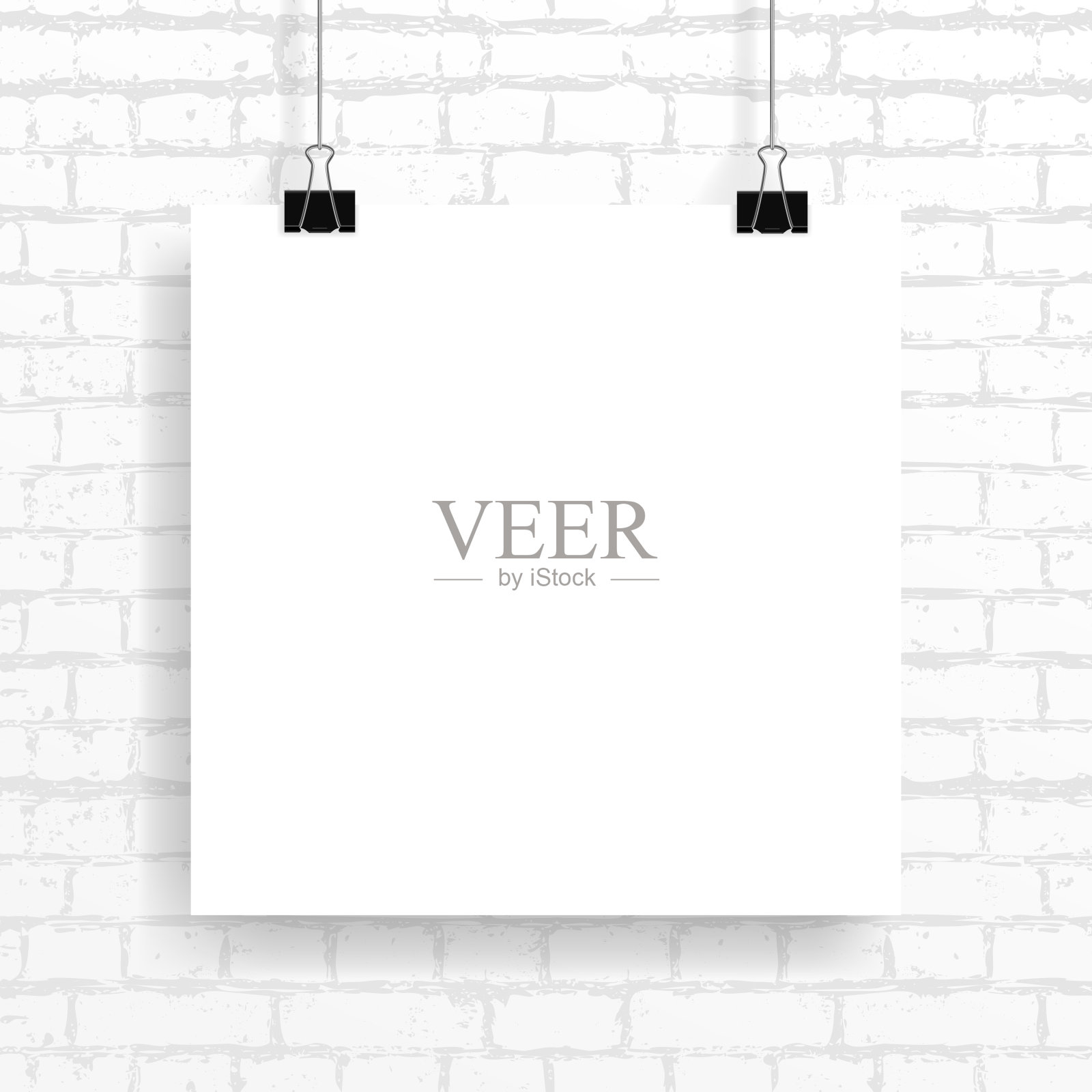 方形海报以砖墙纹理为背景。插画图片素材