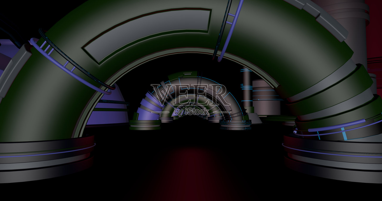 带有拱门的科幻地堡。照片摄影图片