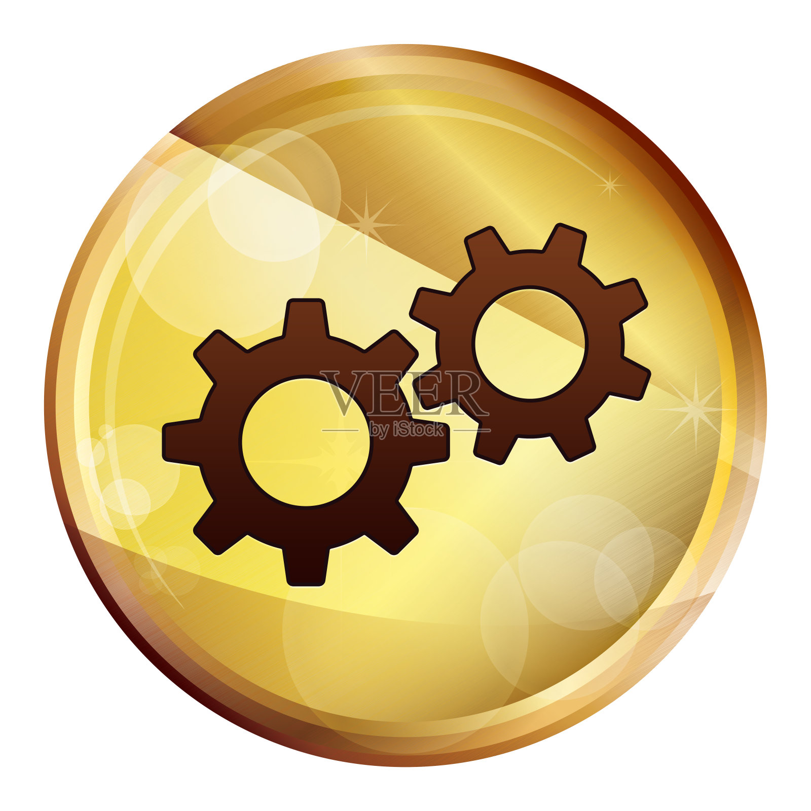 设置过程图标抽象棕色圆形按钮图标素材