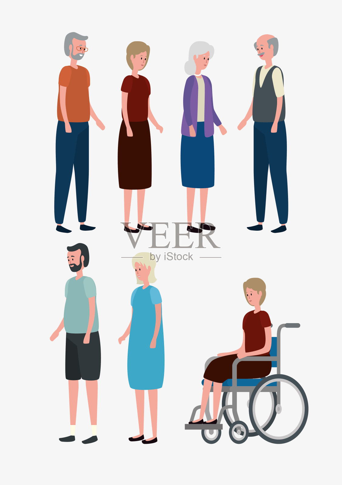 一套穿着休闲装的老男女设计元素图片