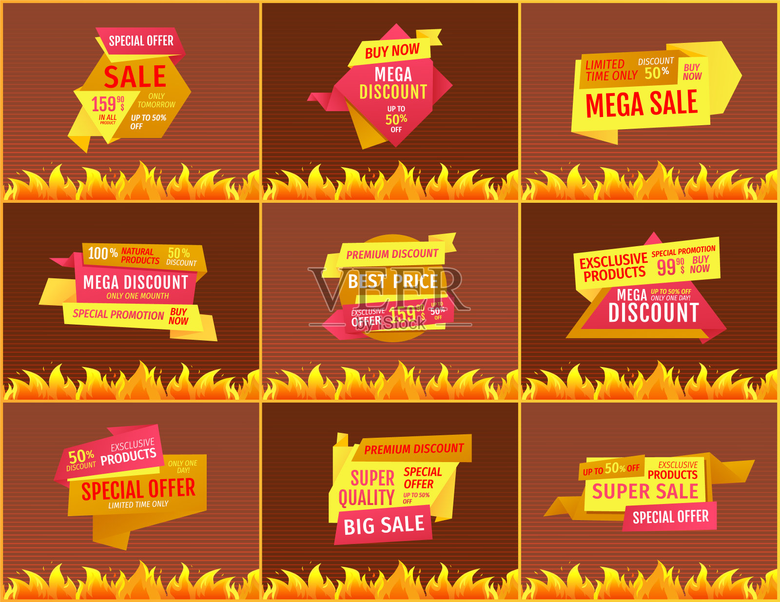 Mega Sale Offers on几何形状购物标签设计元素图片