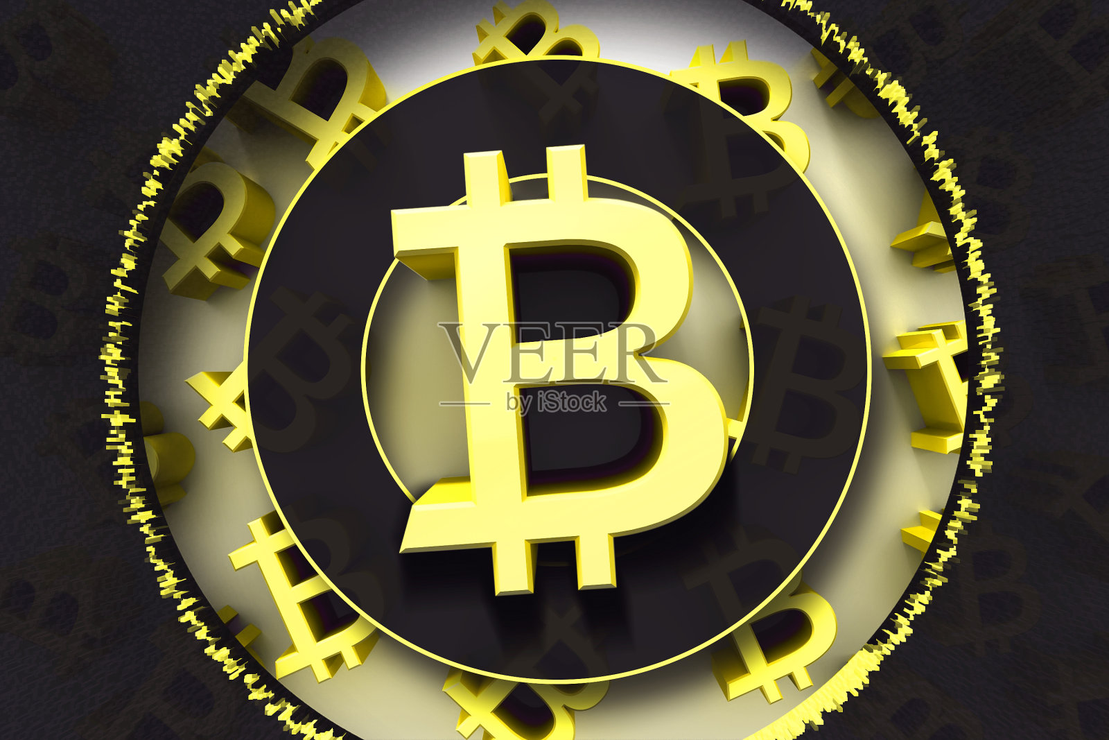 加密货币——比特币的新交易概念。数字金融概念。3 d演示。照片摄影图片