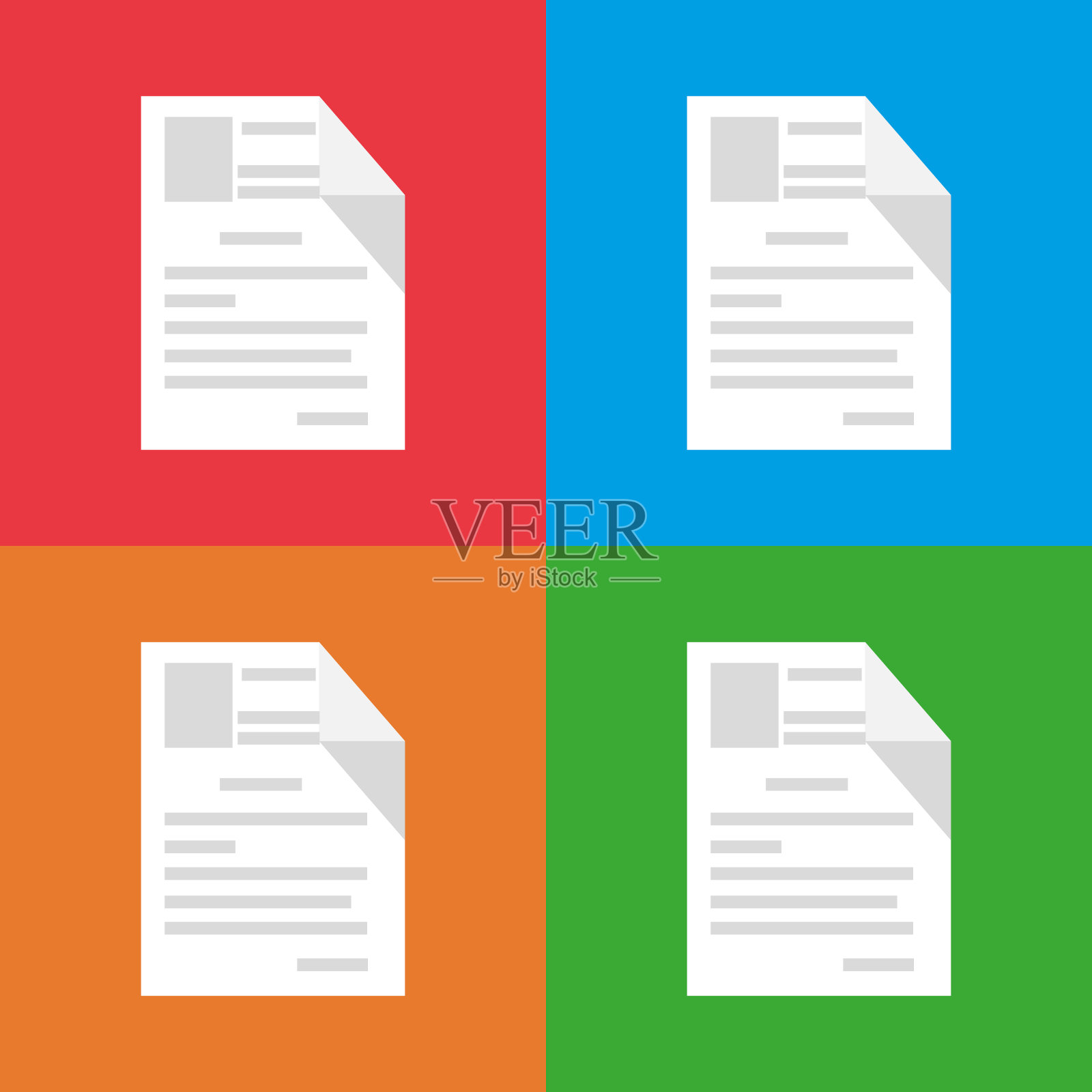 折角的白纸。平面设计、向量。插画图片素材