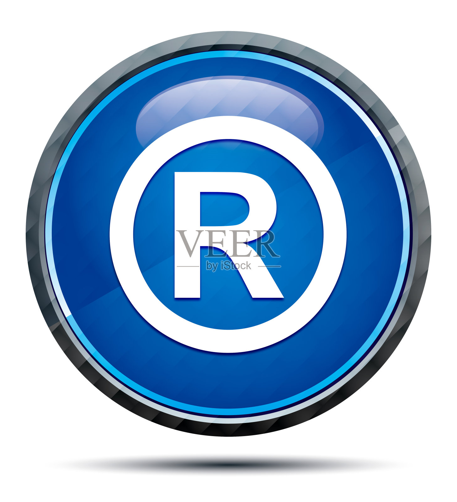 注册符号图标独家蓝色圆形按钮插画图片素材