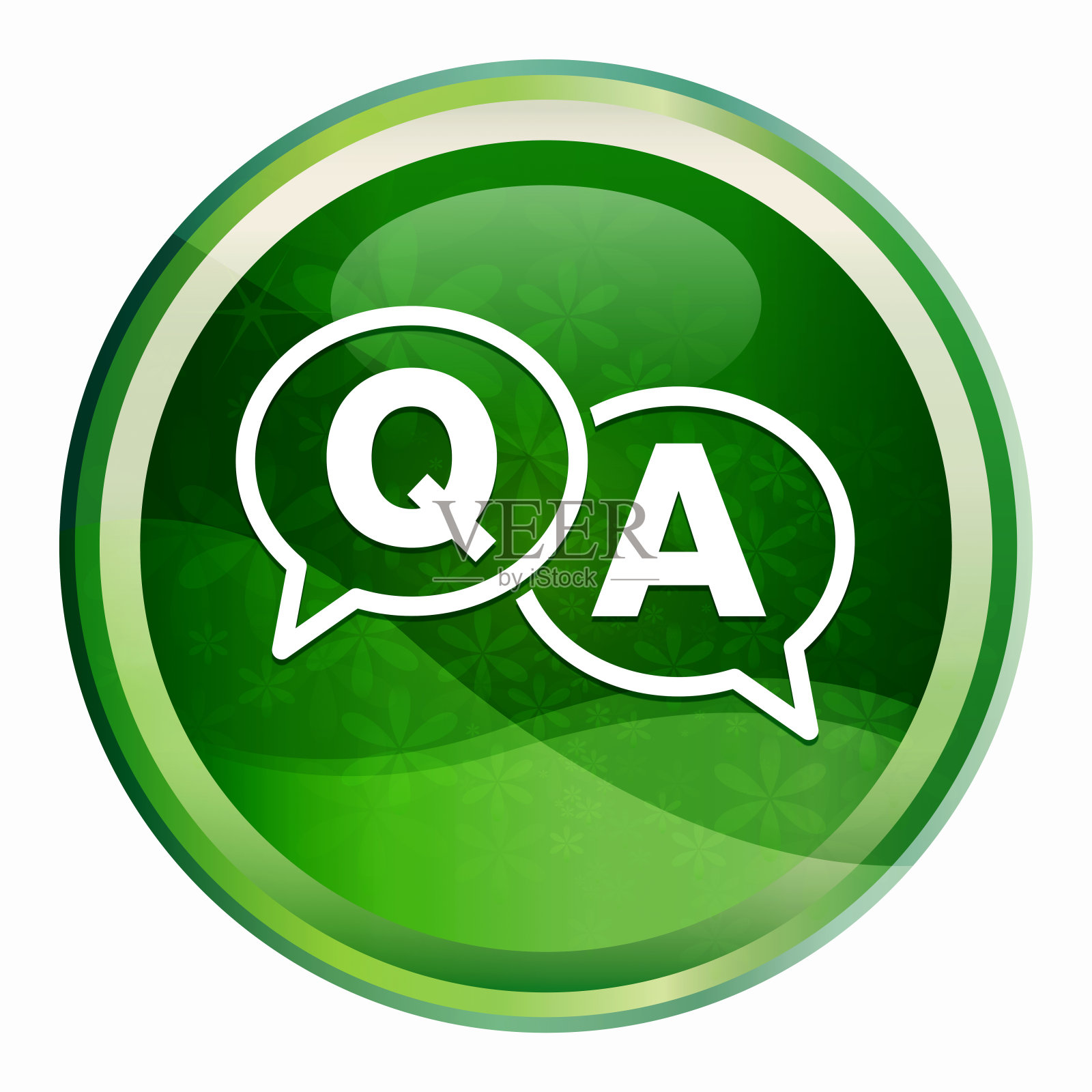 常见问题图标自然绿色圆形按钮插画图片素材