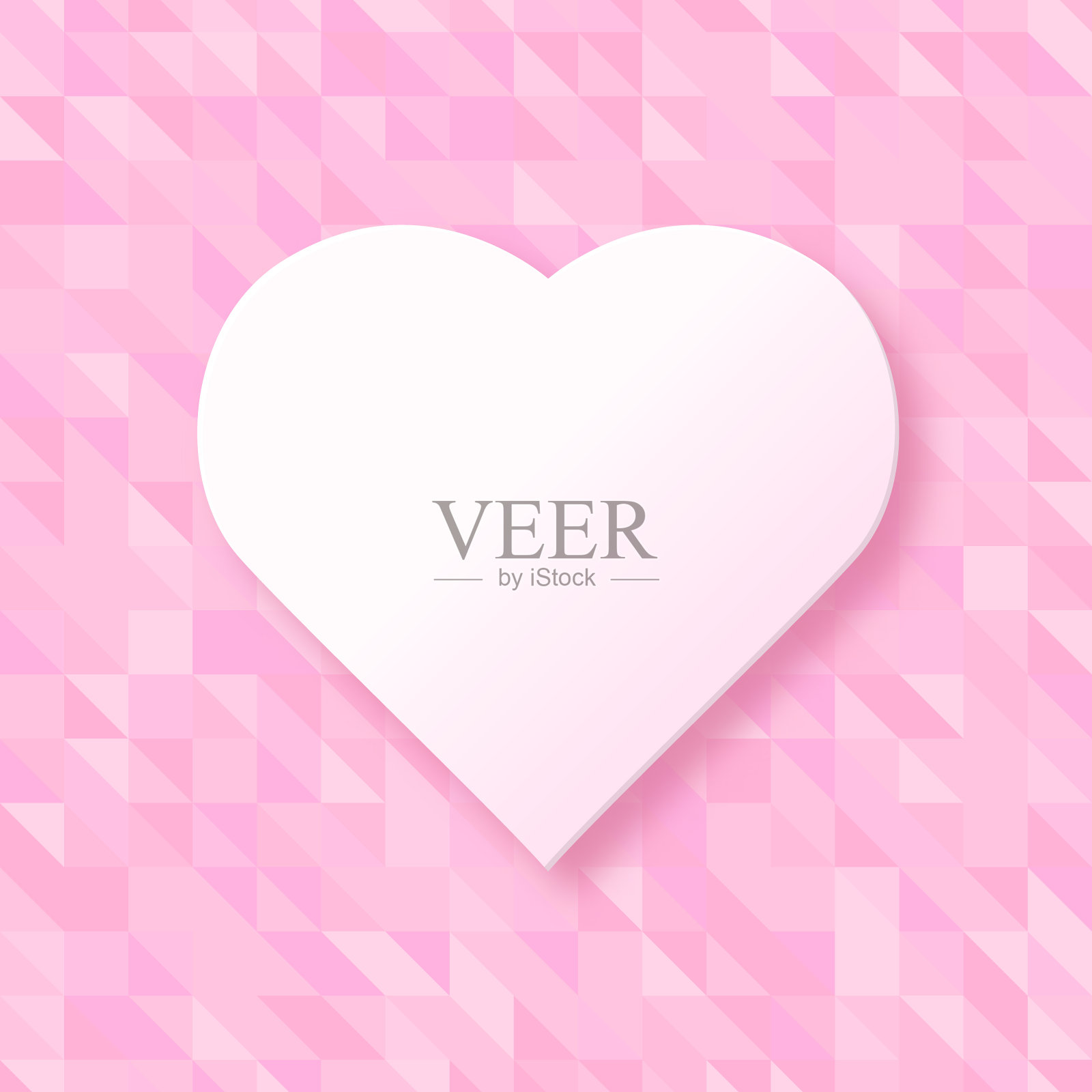 心形在粉红色的三角形背景上。现代矢量插图设计。创意海报，装饰传单模板，特殊事件，情人节。爱情和浪漫的概念。插画图片素材