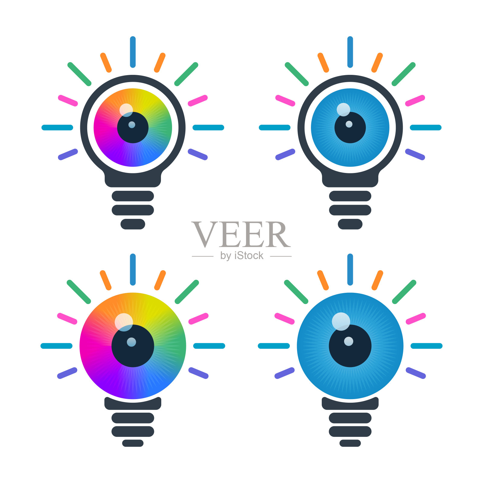 带有眼球的灯泡图标图标素材