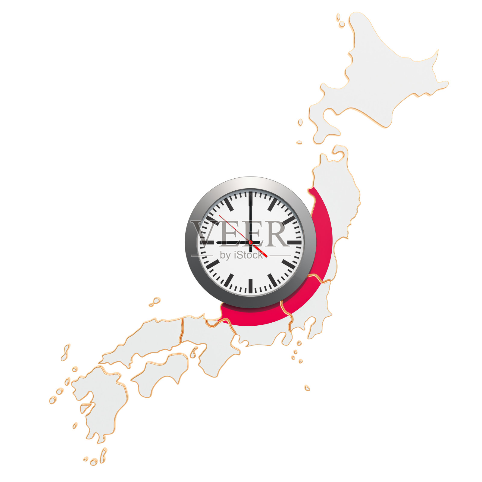 日本的时区概念。3D渲染孤立的白色背景照片摄影图片