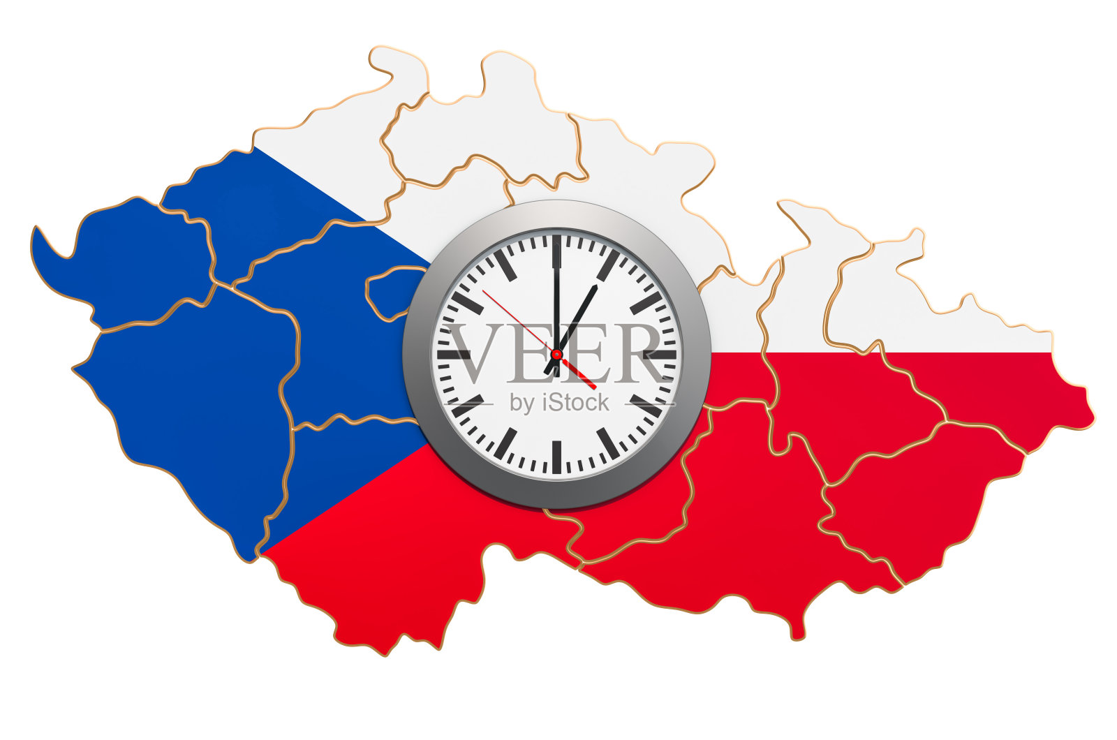 捷克共和国的时区概念。三维渲染照片摄影图片