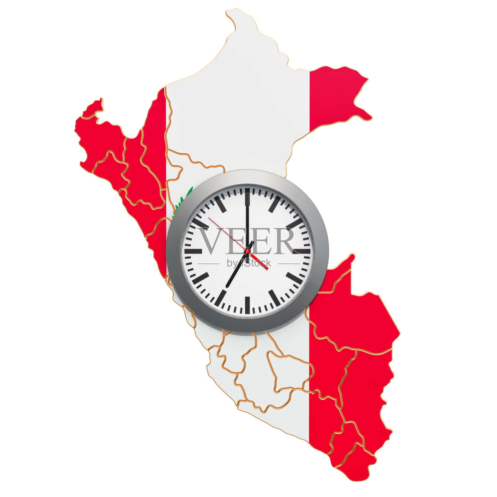 秘鲁时区的概念。3D渲染孤立的白色背景照片摄影图片