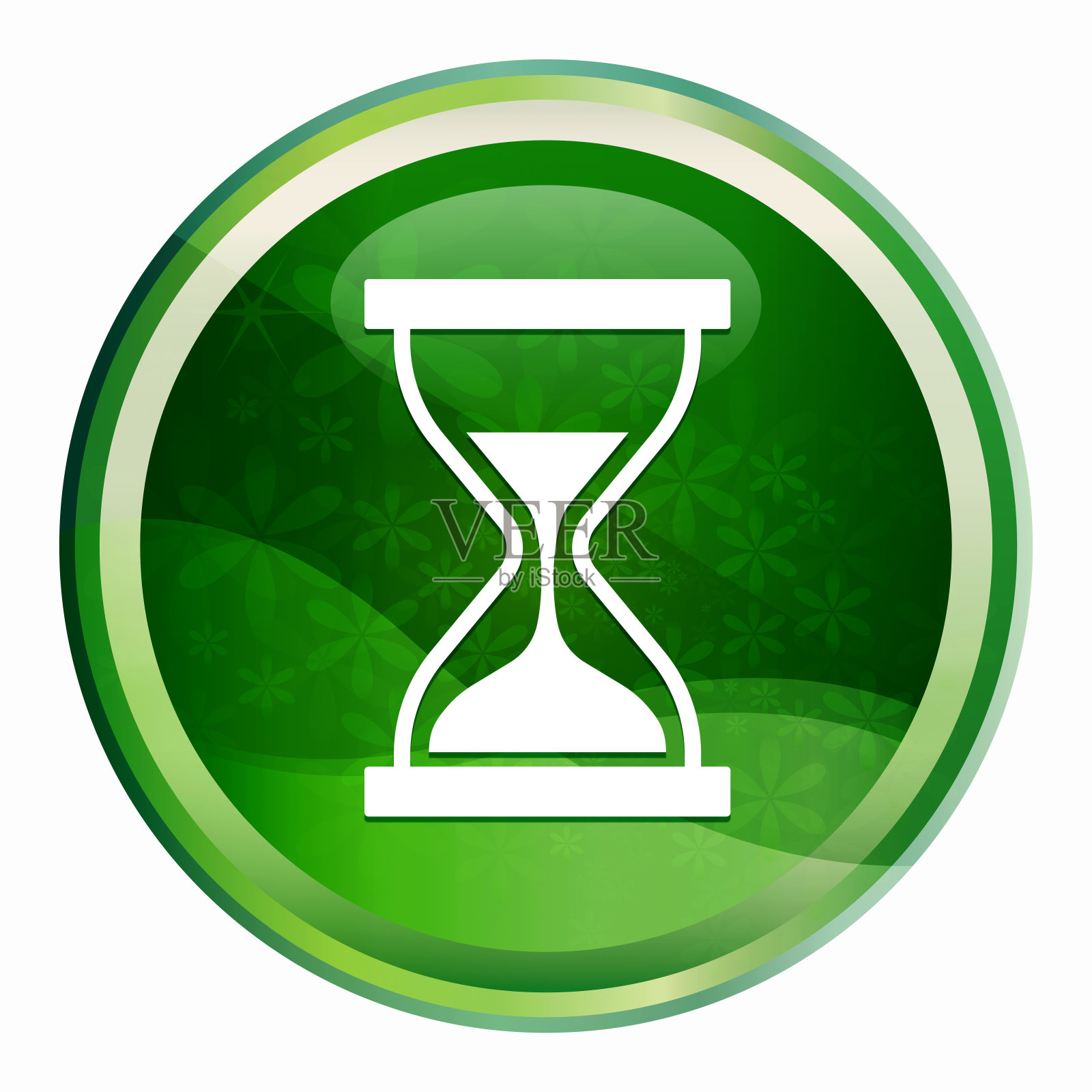 计时器沙漏图标自然绿色圆形按钮图标素材