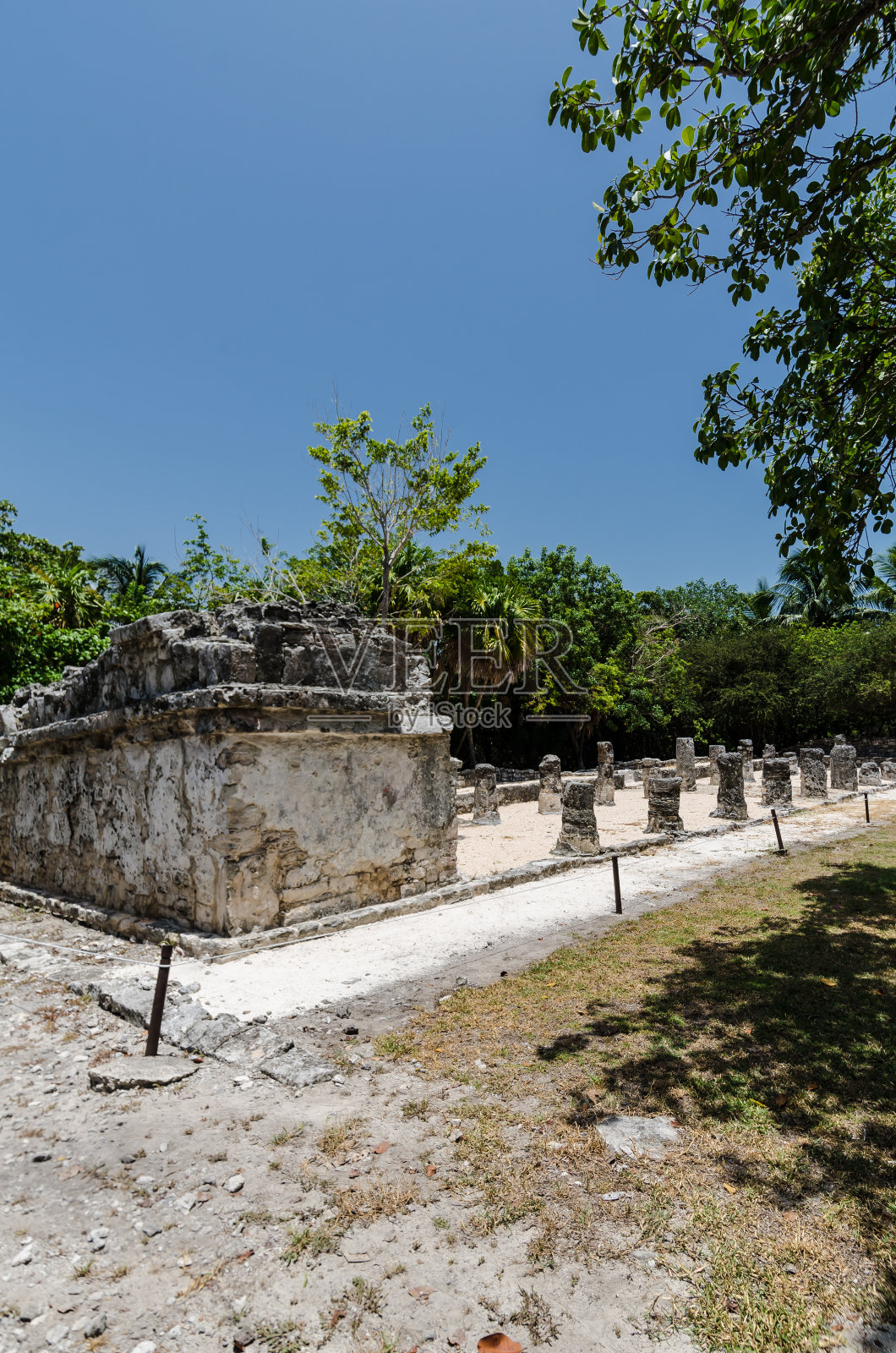 墨西哥坎昆的EL MECO考古遗址照片摄影图片