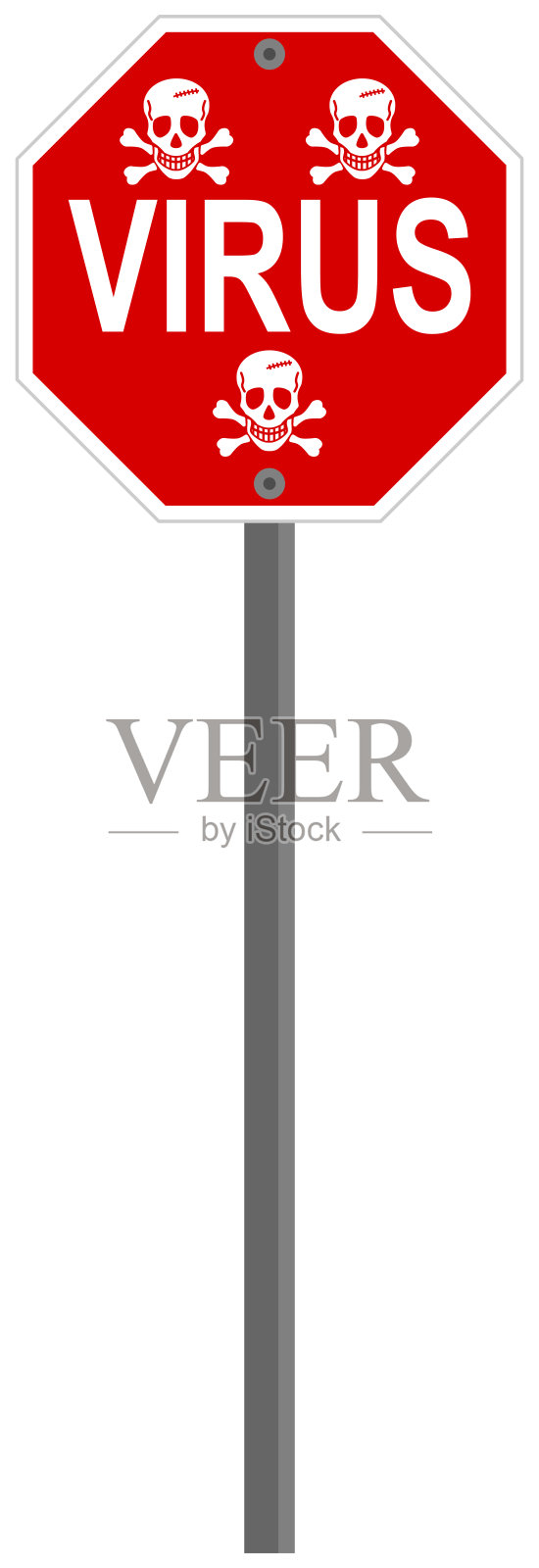 警报面板病毒，红色骷髅和交叉骨插画图片素材