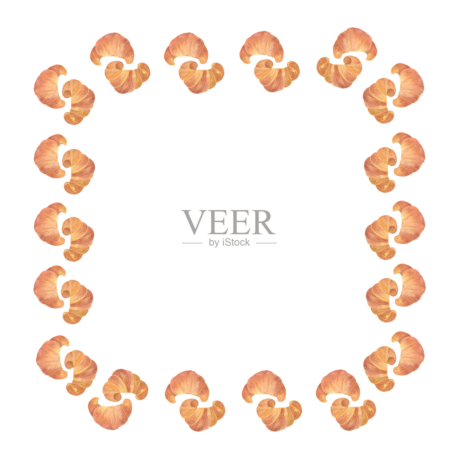 牛角面包，用泡芙酱做成的传统法式早餐面包，是法国和巴黎的象征插画图片素材