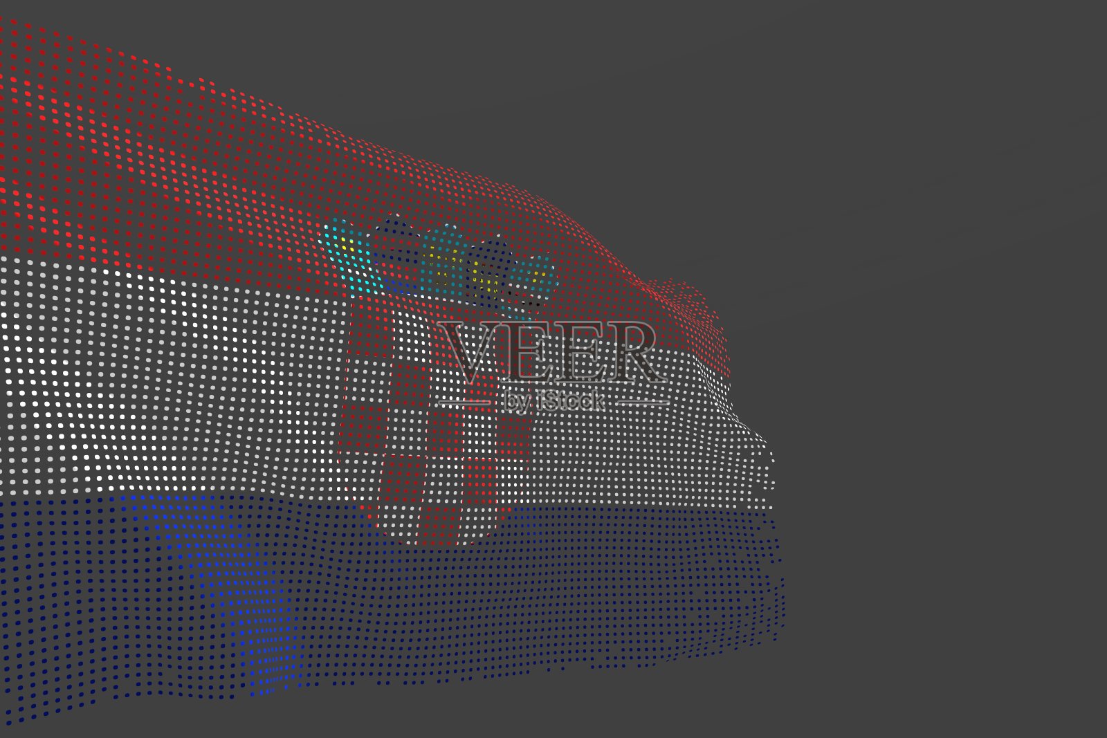 可爱的盛宴旗3d插图
-克罗地亚孤立旗的现代形象，由发光的点波在灰色的背景照片摄影图片