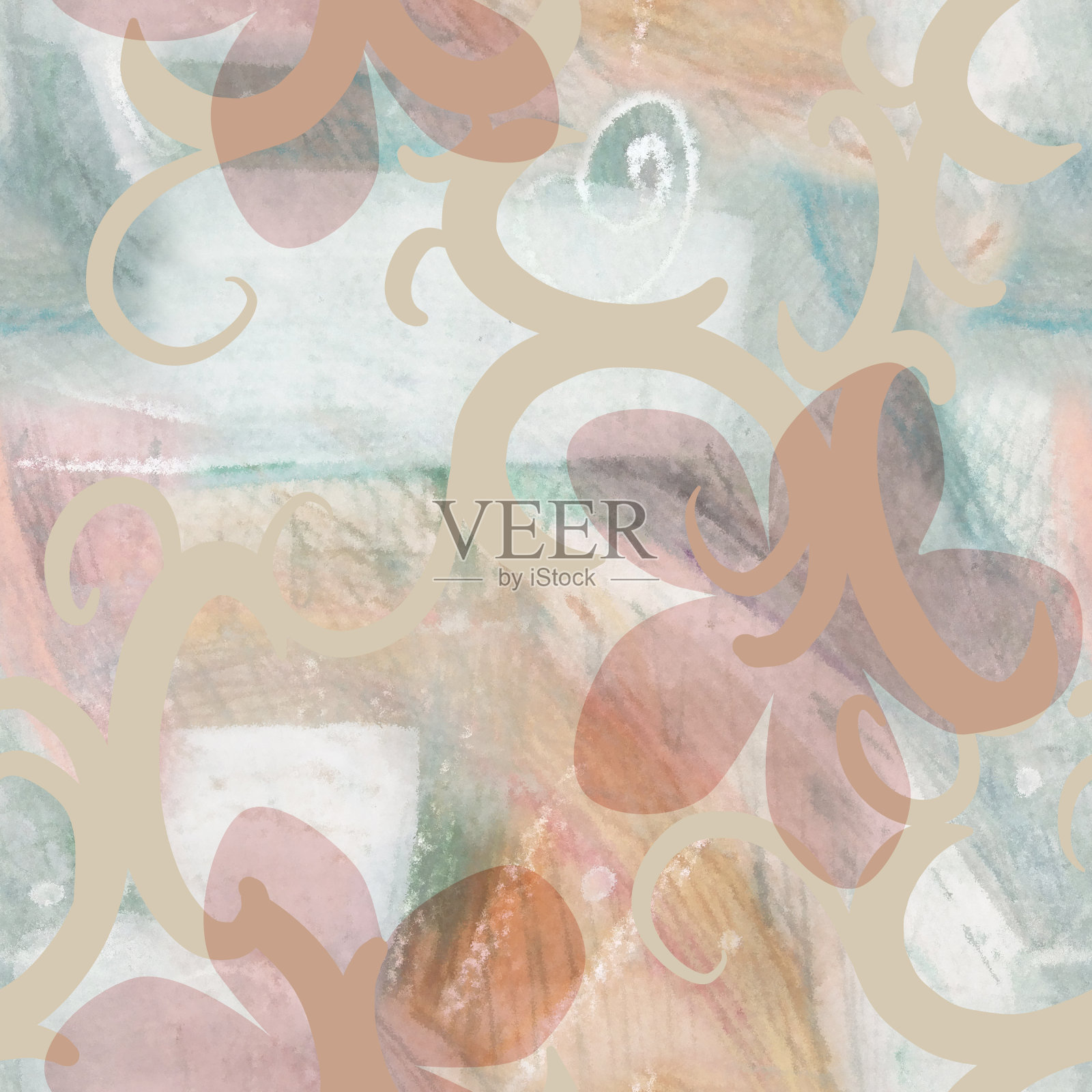 丙烯酸无缝图案与花卉元素。插画图片素材