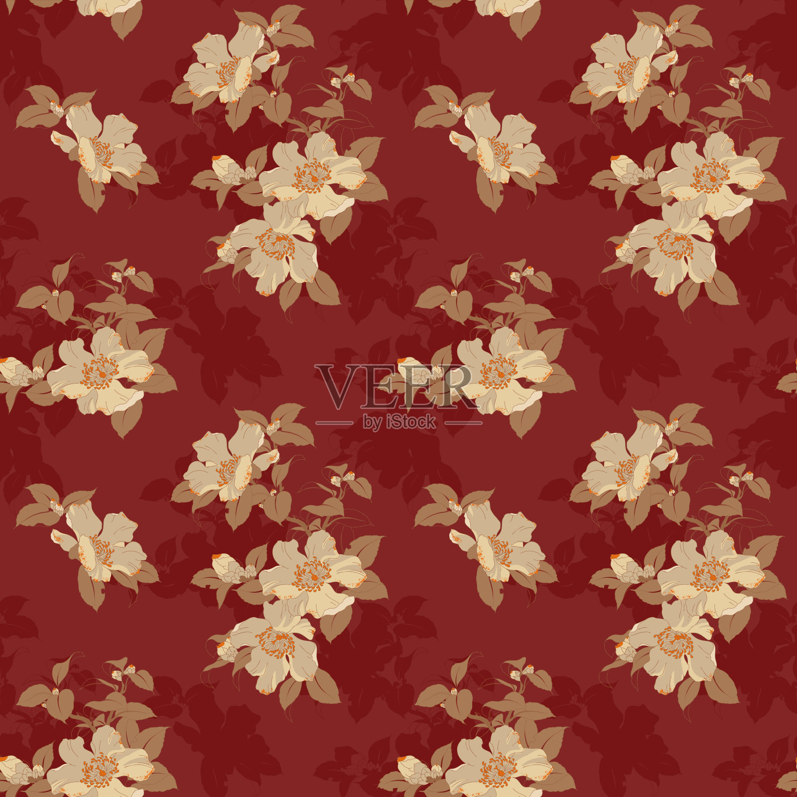 现代花卉无缝图案为您设计。插画图片素材